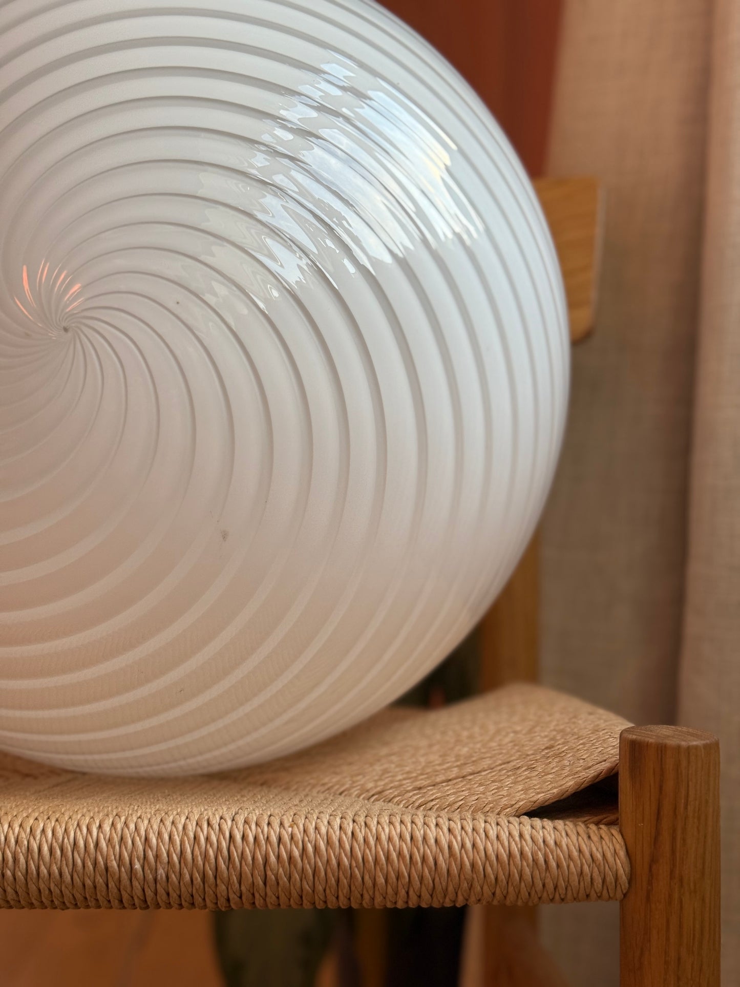 Vintage murano hvid swirl pendel loftlampe 40cm