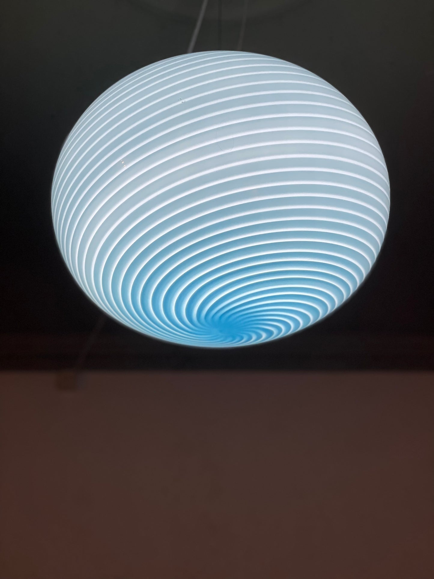 Vintage Vetri Murano blå swirl loftlampe