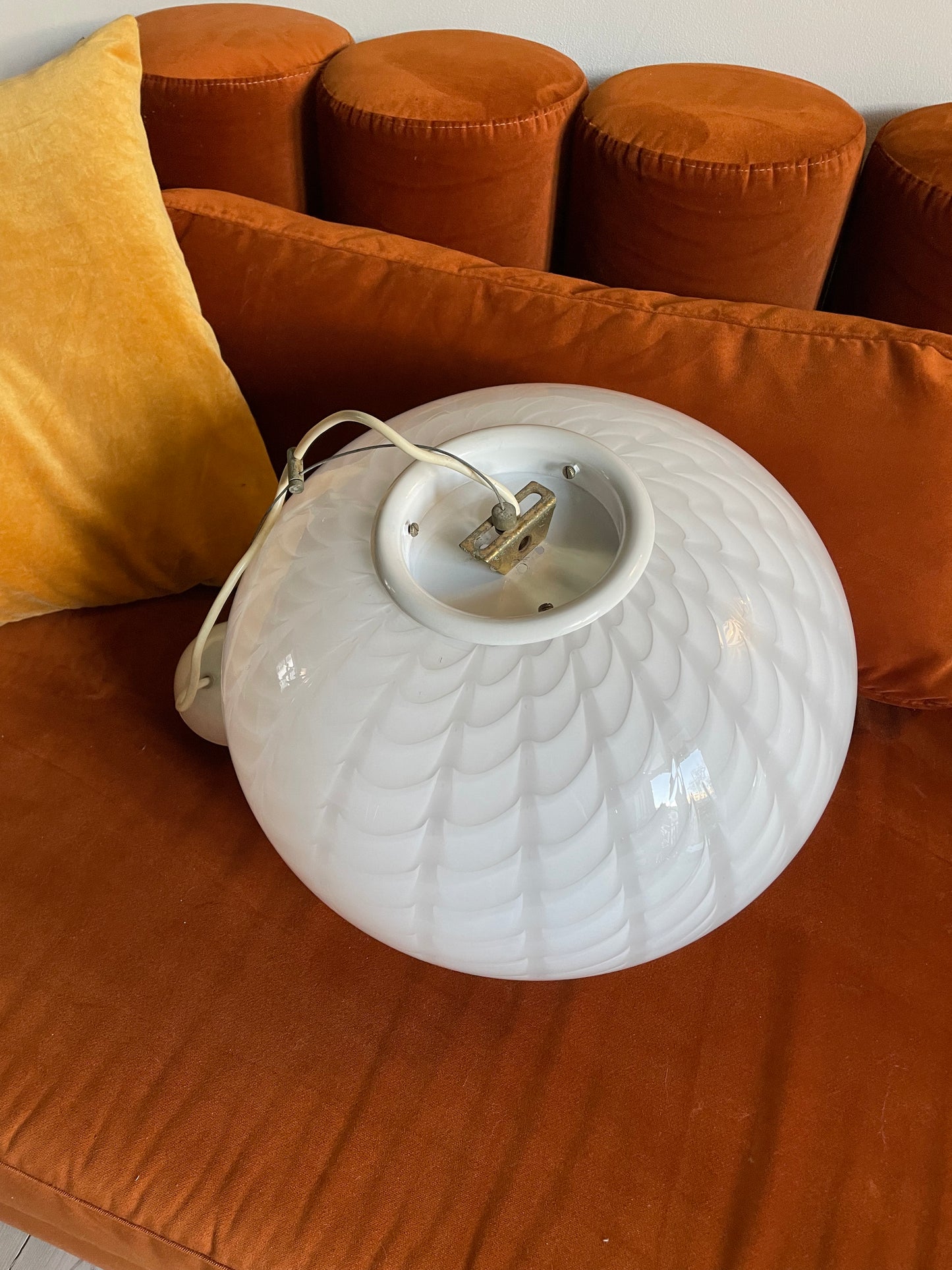Hvid peacock vintage Murano pendel 40cm