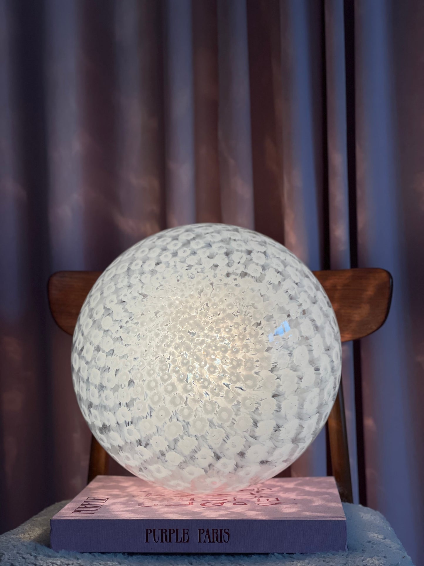 Vintage Murano spættet hvid pendel 35cm