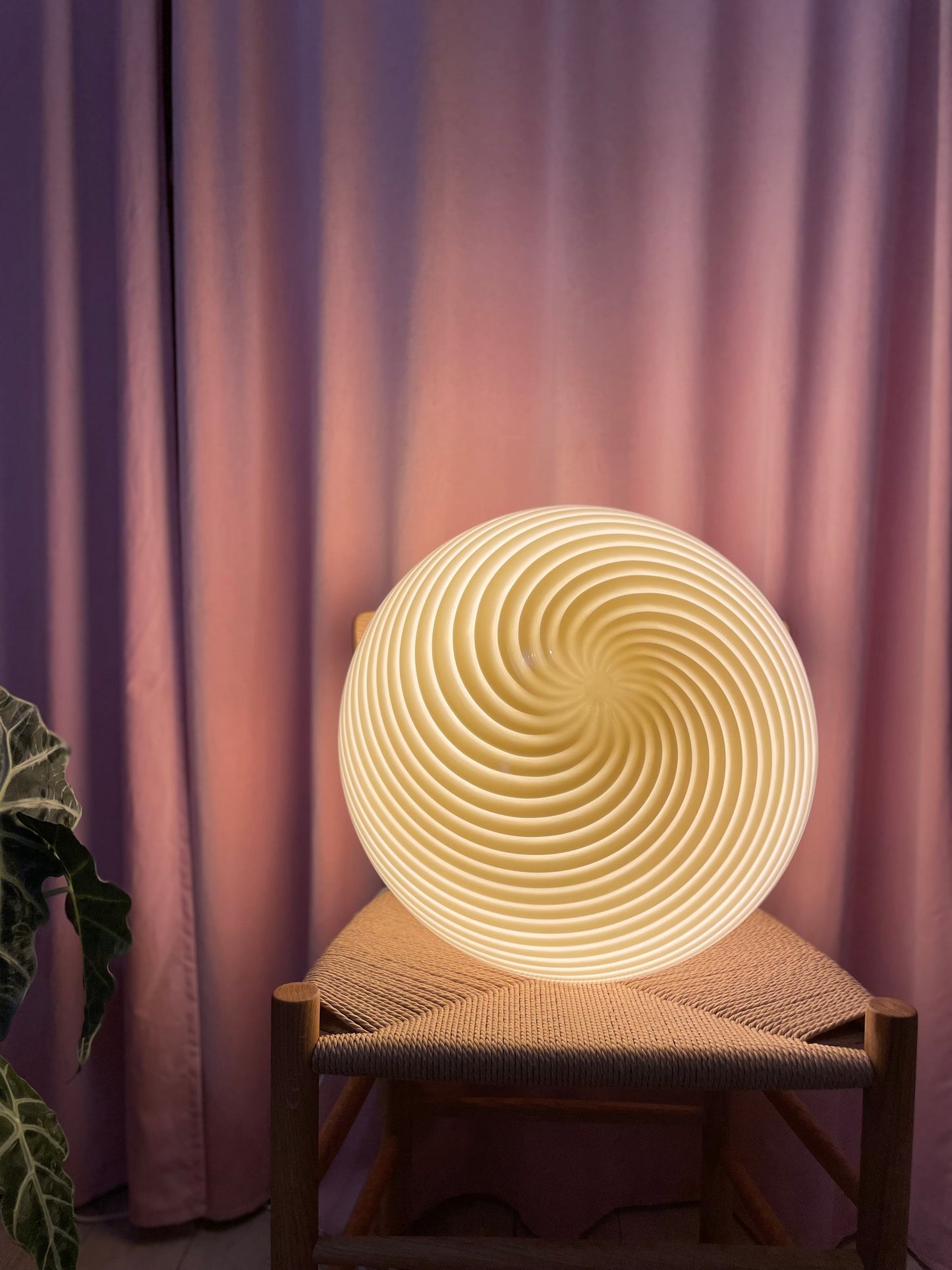 Gul vintage Vetri Murano loftlampe 45cm