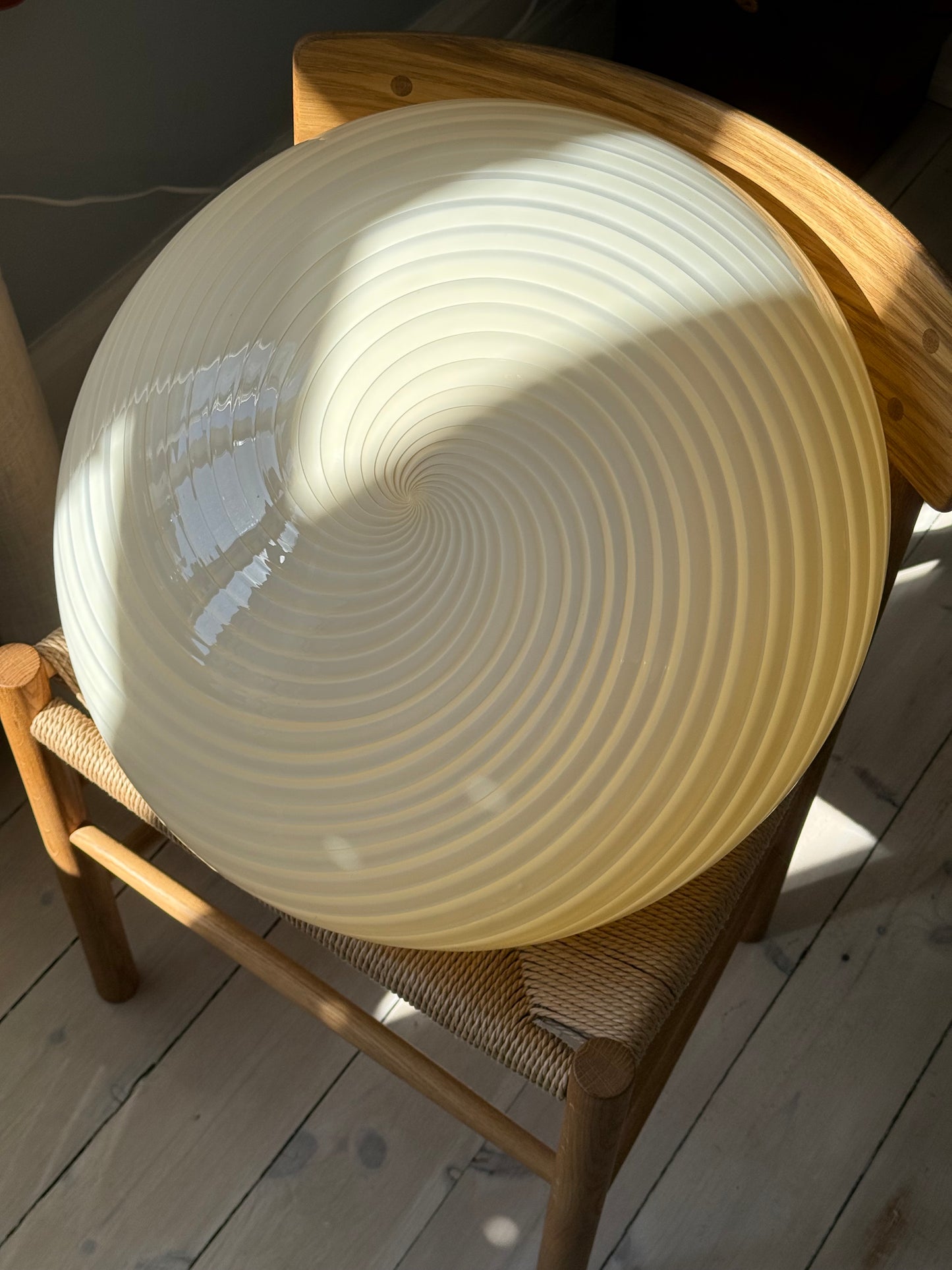 Gul vintage Murano 48cm klokkeformet pendel