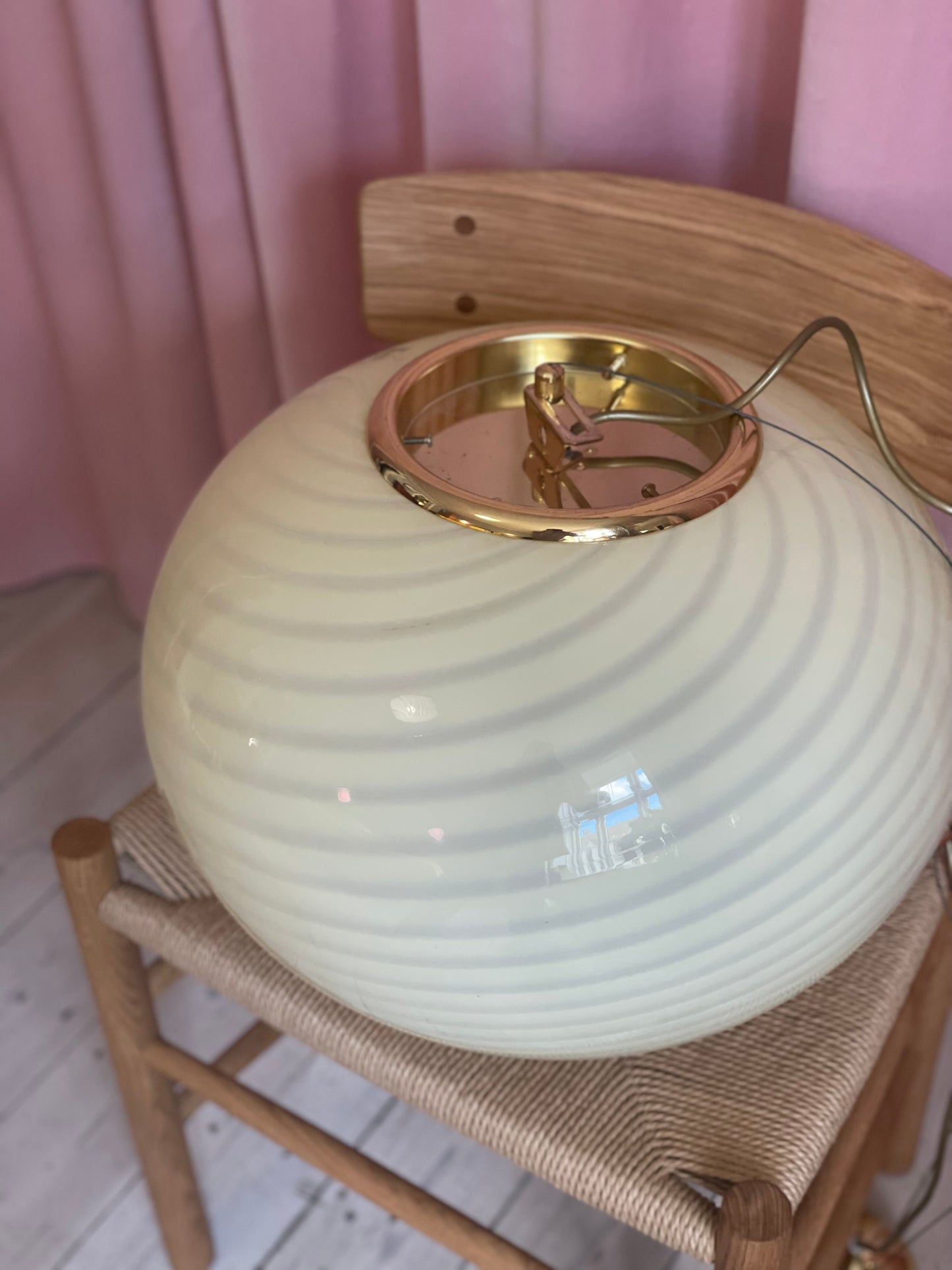 Gul vintage Vetri Murano loftlampe 45cm