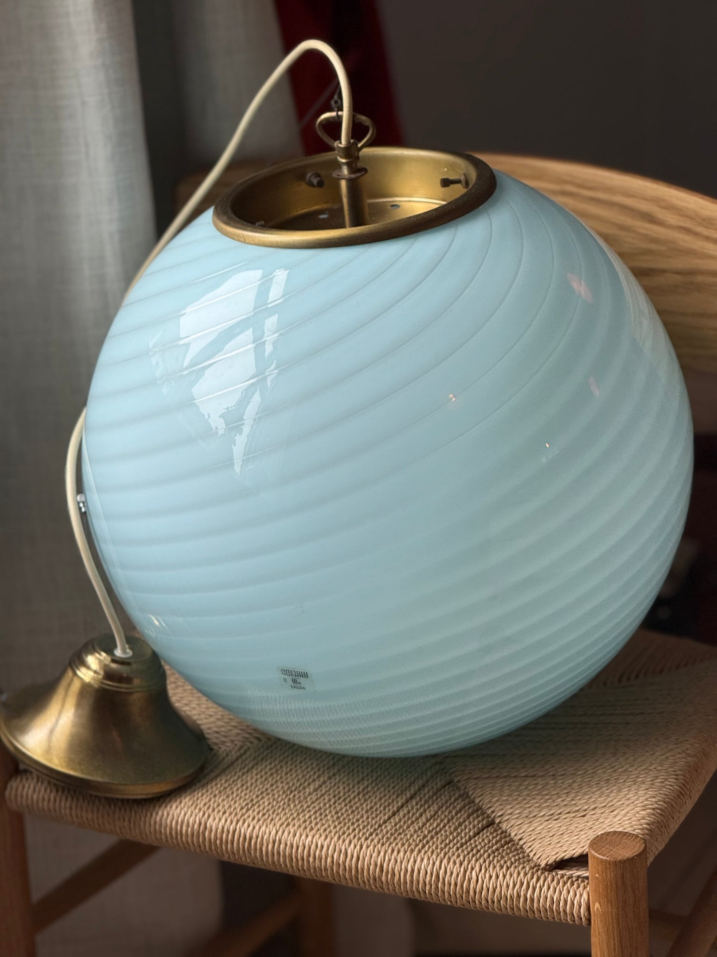 Vintage Vetri Murano blå pendel loftlampe 40cm