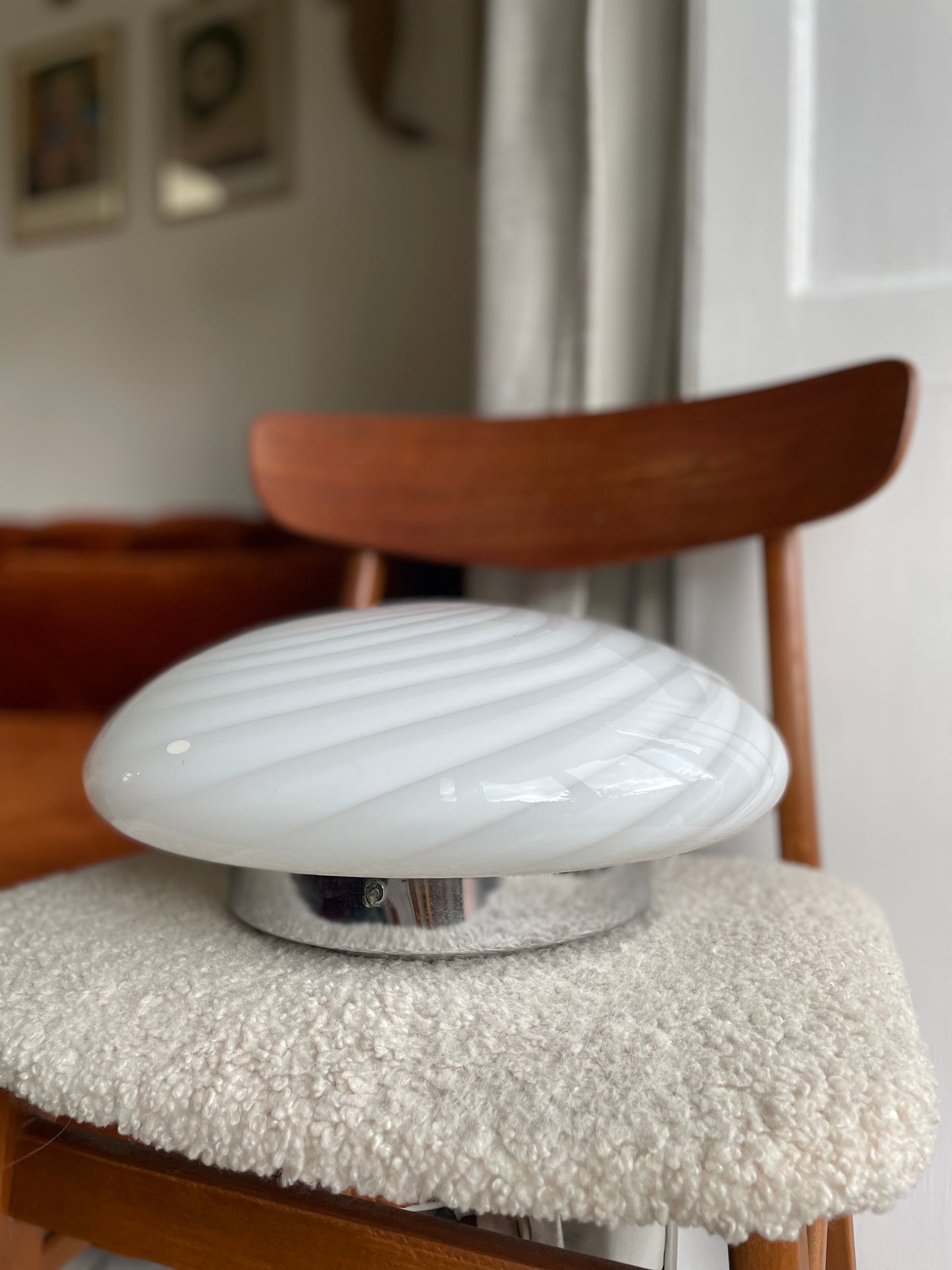 Vintage Murano plafond 38cm med krom base