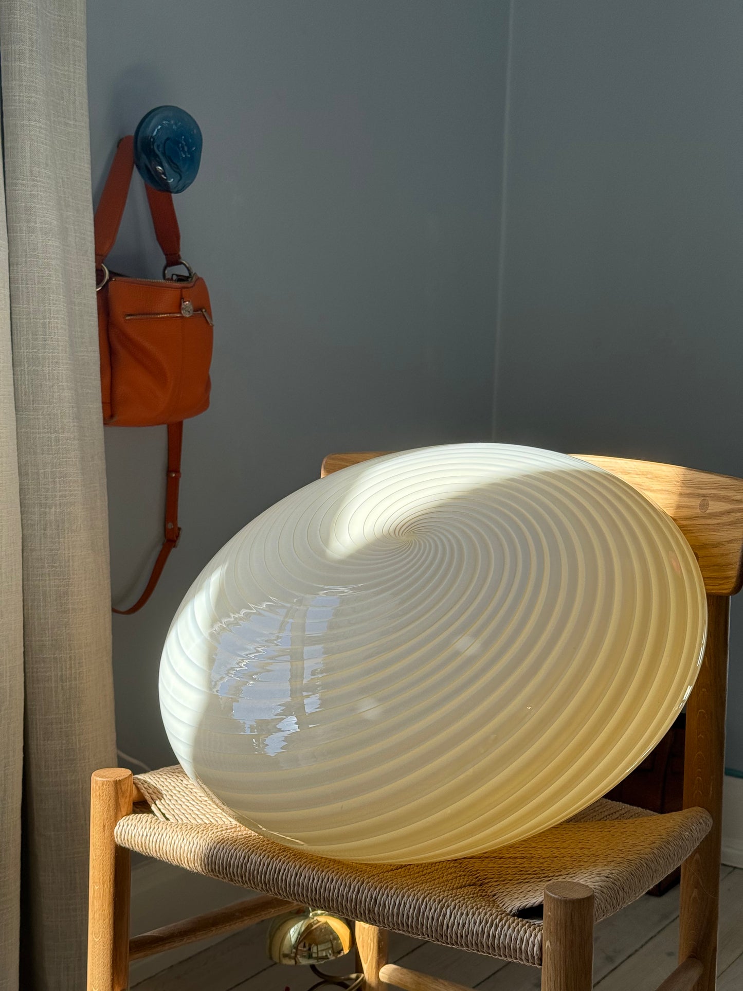 Gul vintage Murano 48cm klokkeformet pendel