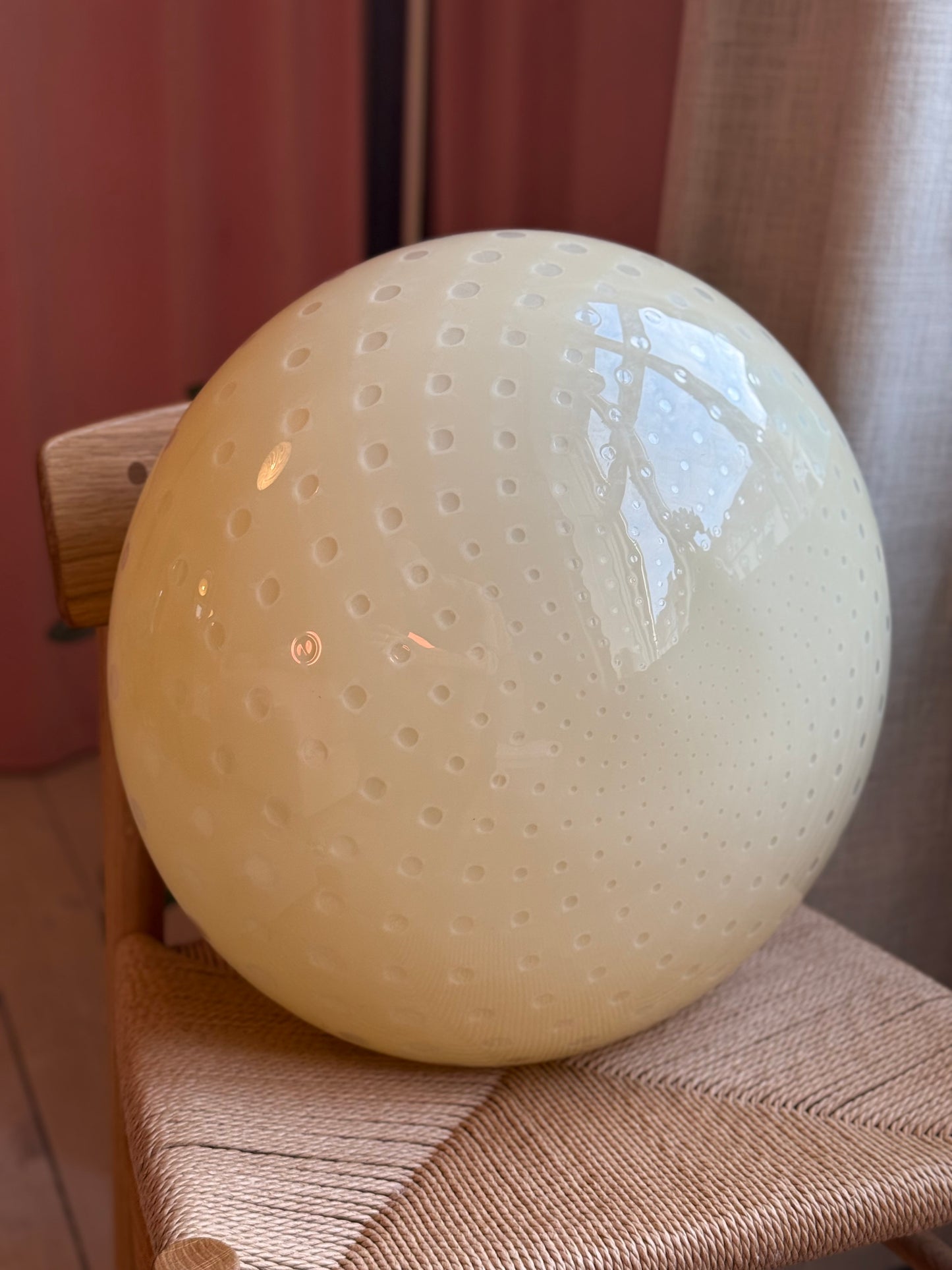 Vintage Murano oval gul måne pendel Loftlampe 45cm