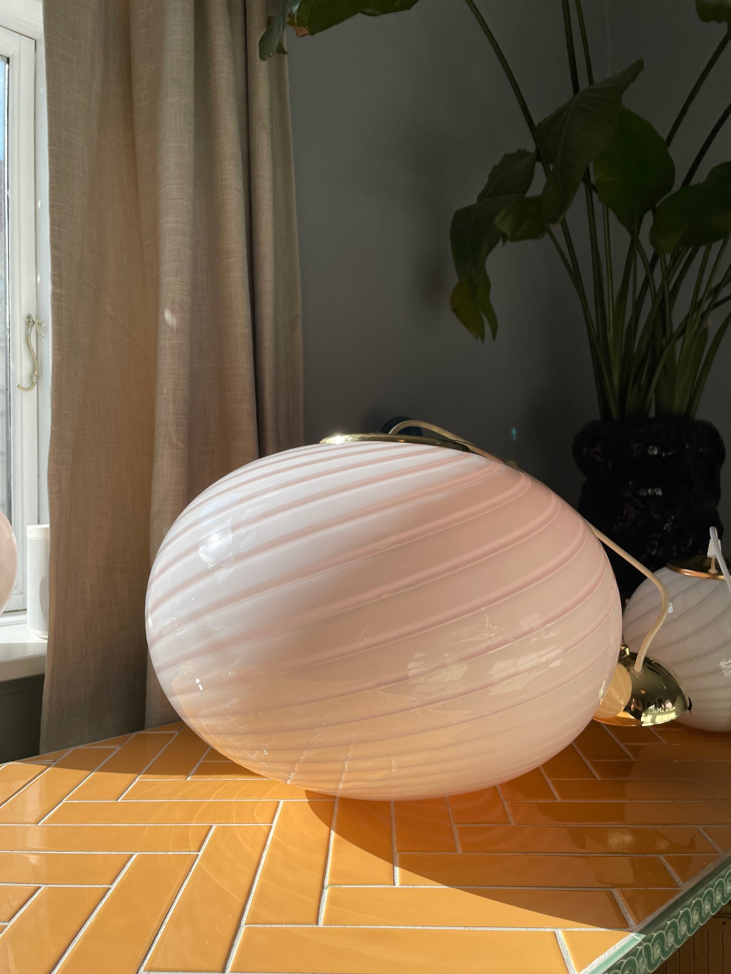 Vintage Murano lyserød pendel 45cm