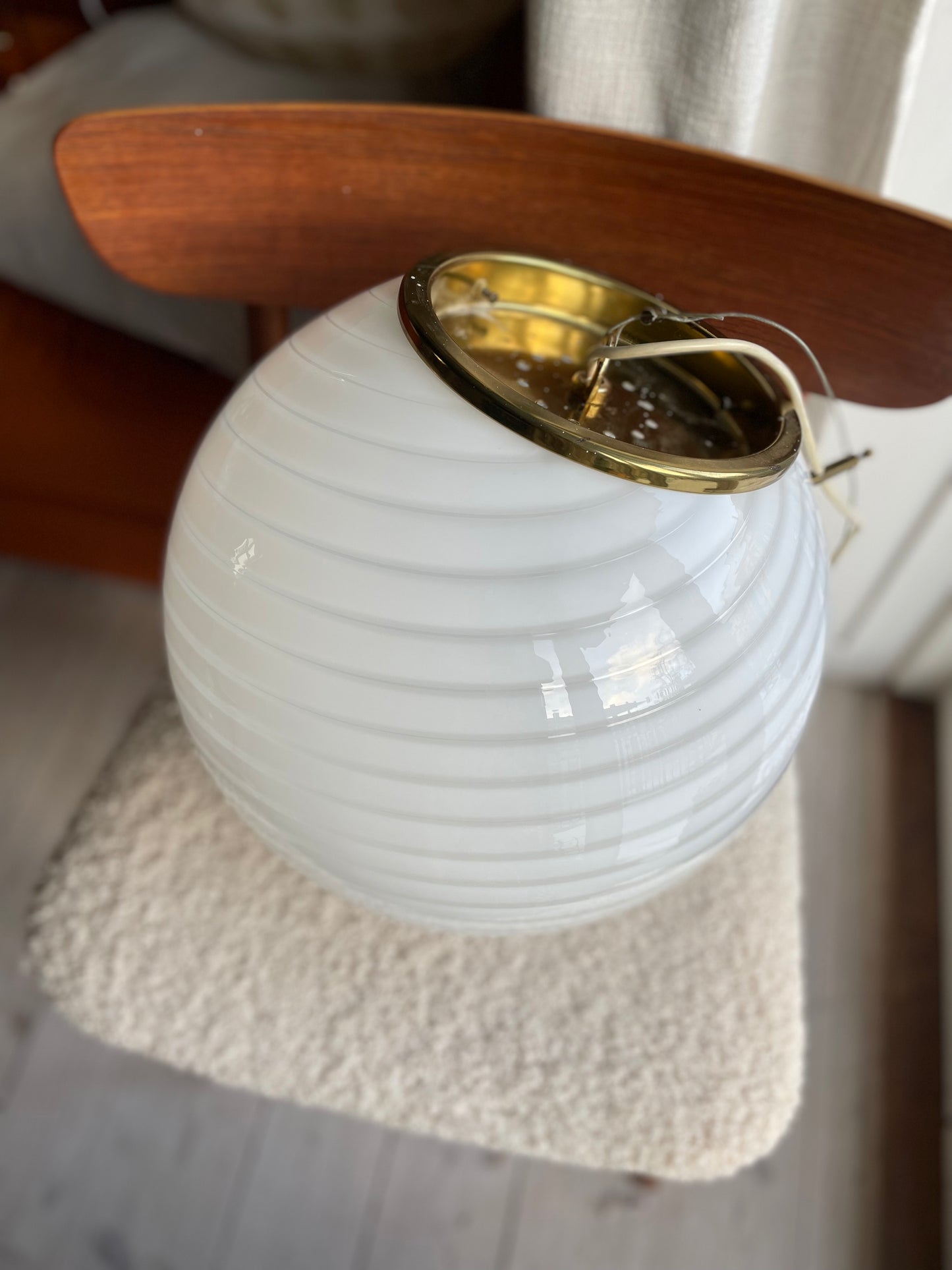 Hvid swirl vintage vetri Murano pendel 35cm