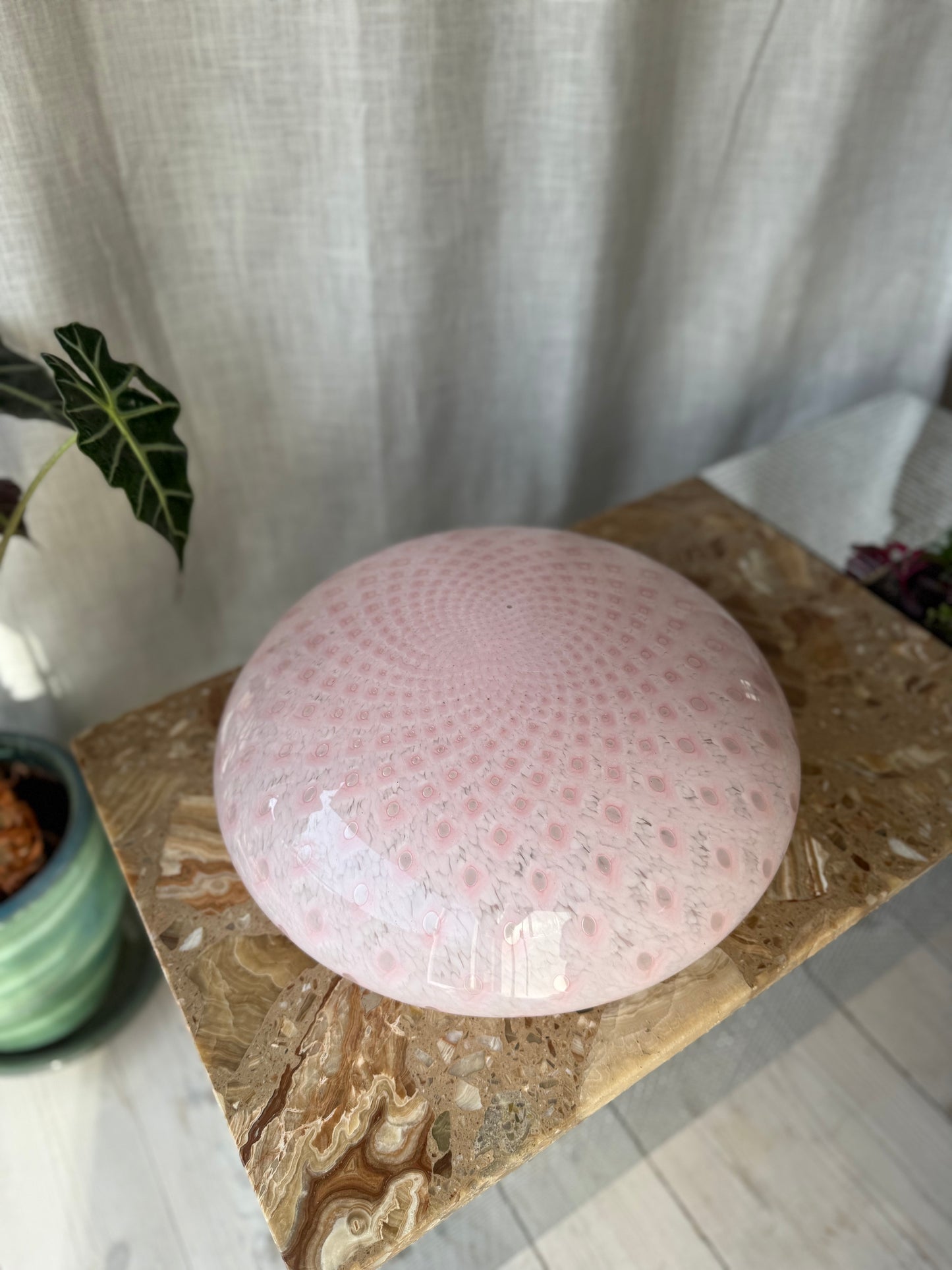 Lyserød spættet vintage Murano væglampe 37cm