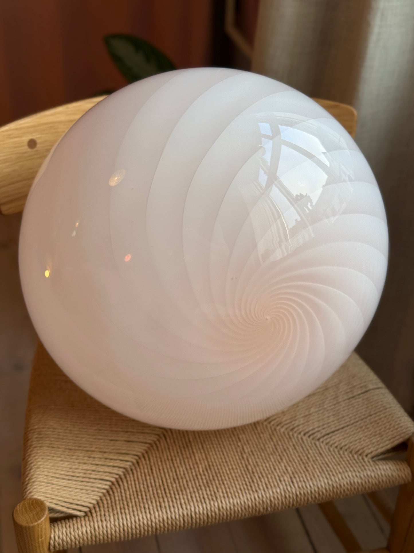 Vintage Murano lyserød swirl pendel 43cm