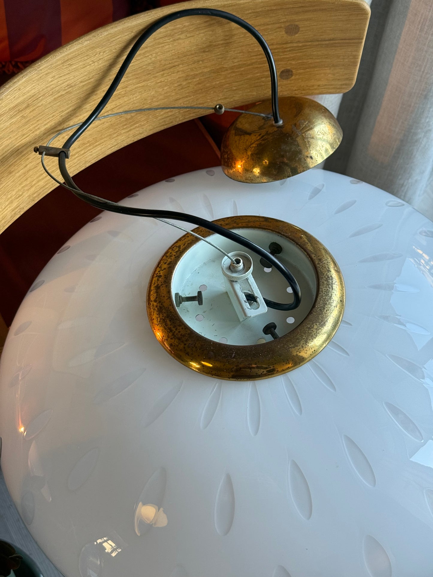 Vintage Murano oval måne pendel Loftlampe 47cm