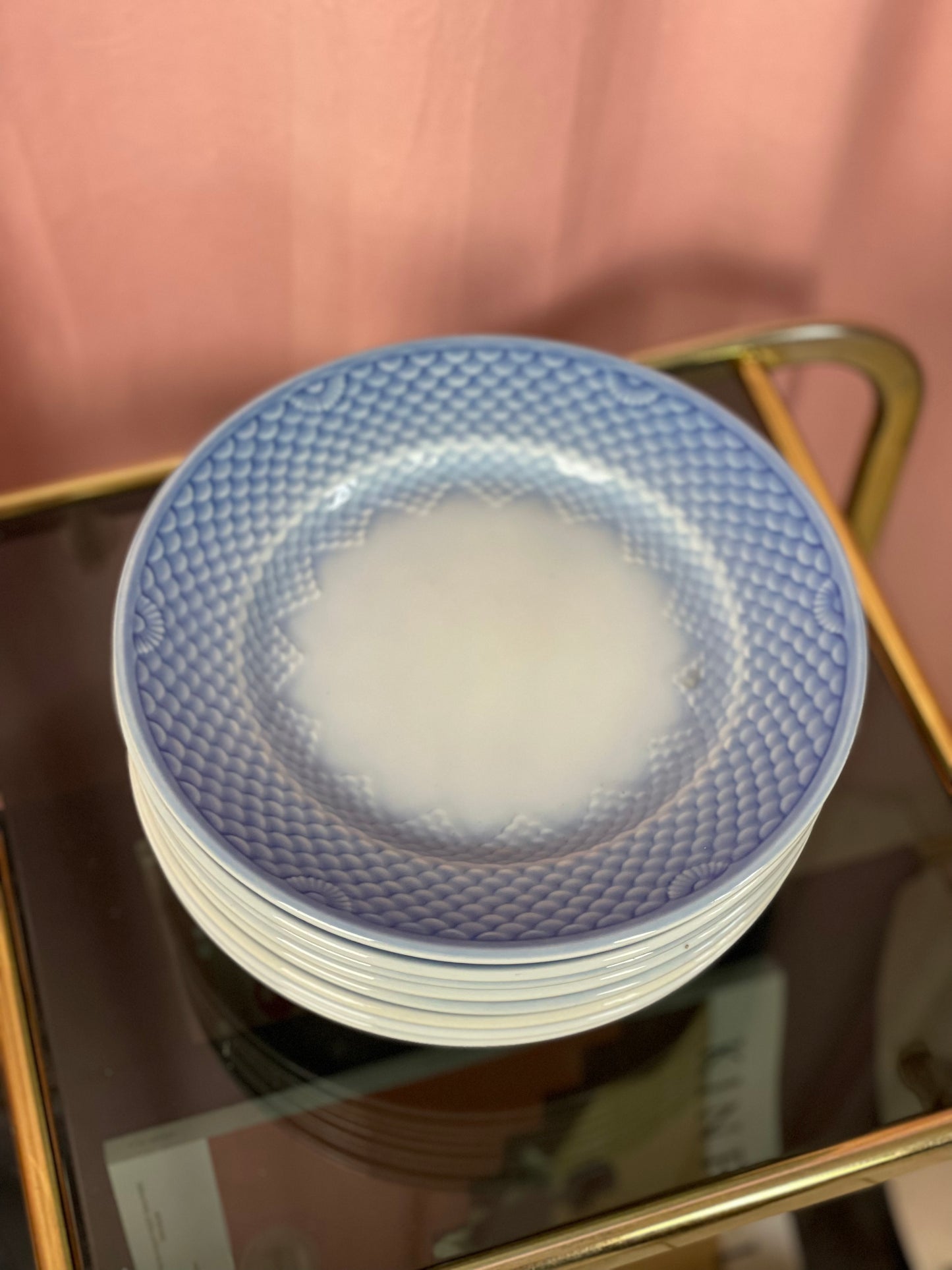Blå tone store frokosttallerkener