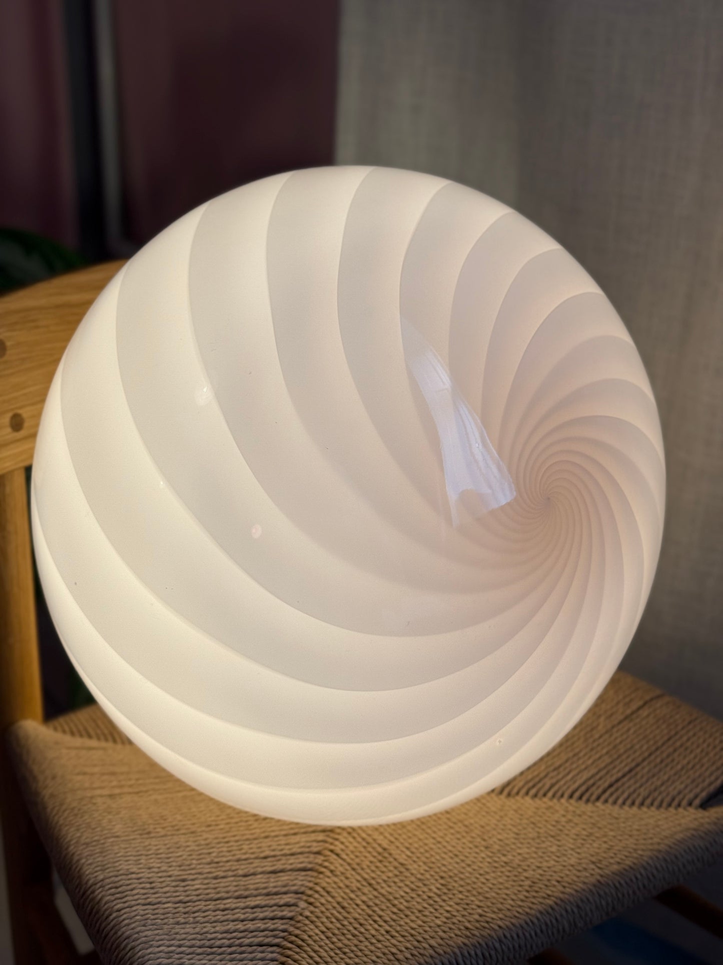 Vintage Murano lyserød swirl pendel 43cm
