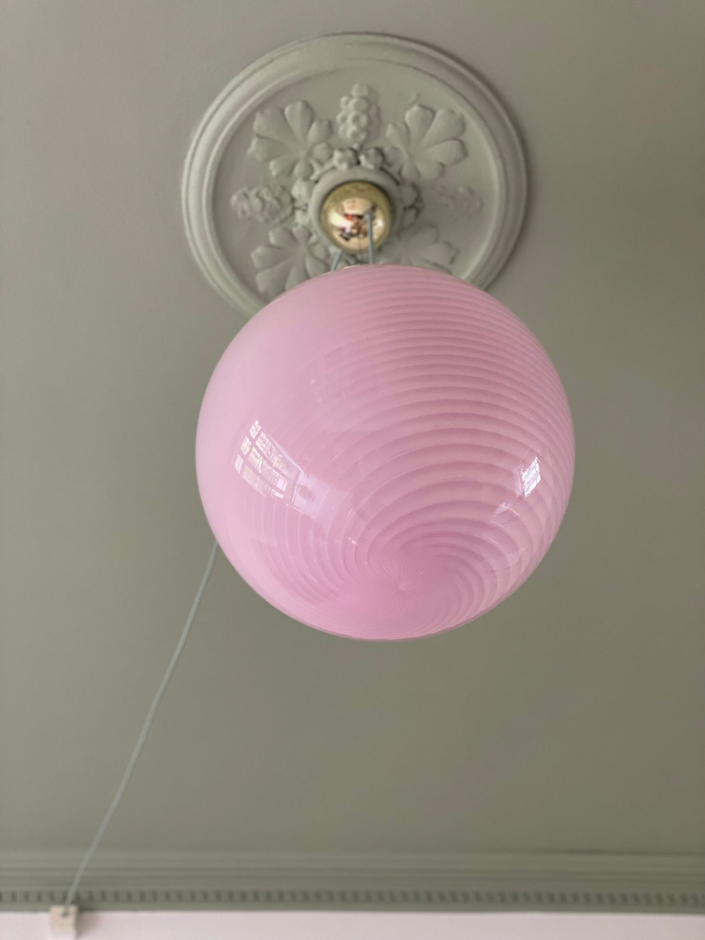 Vintage Murano bubblegum pendel 40cm