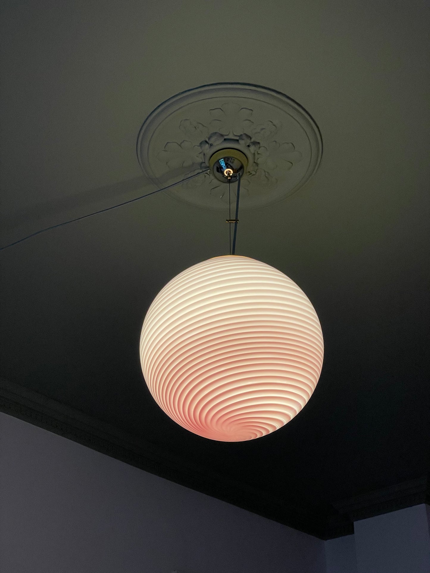 Vintage Murano bubblegum pendel 40cm