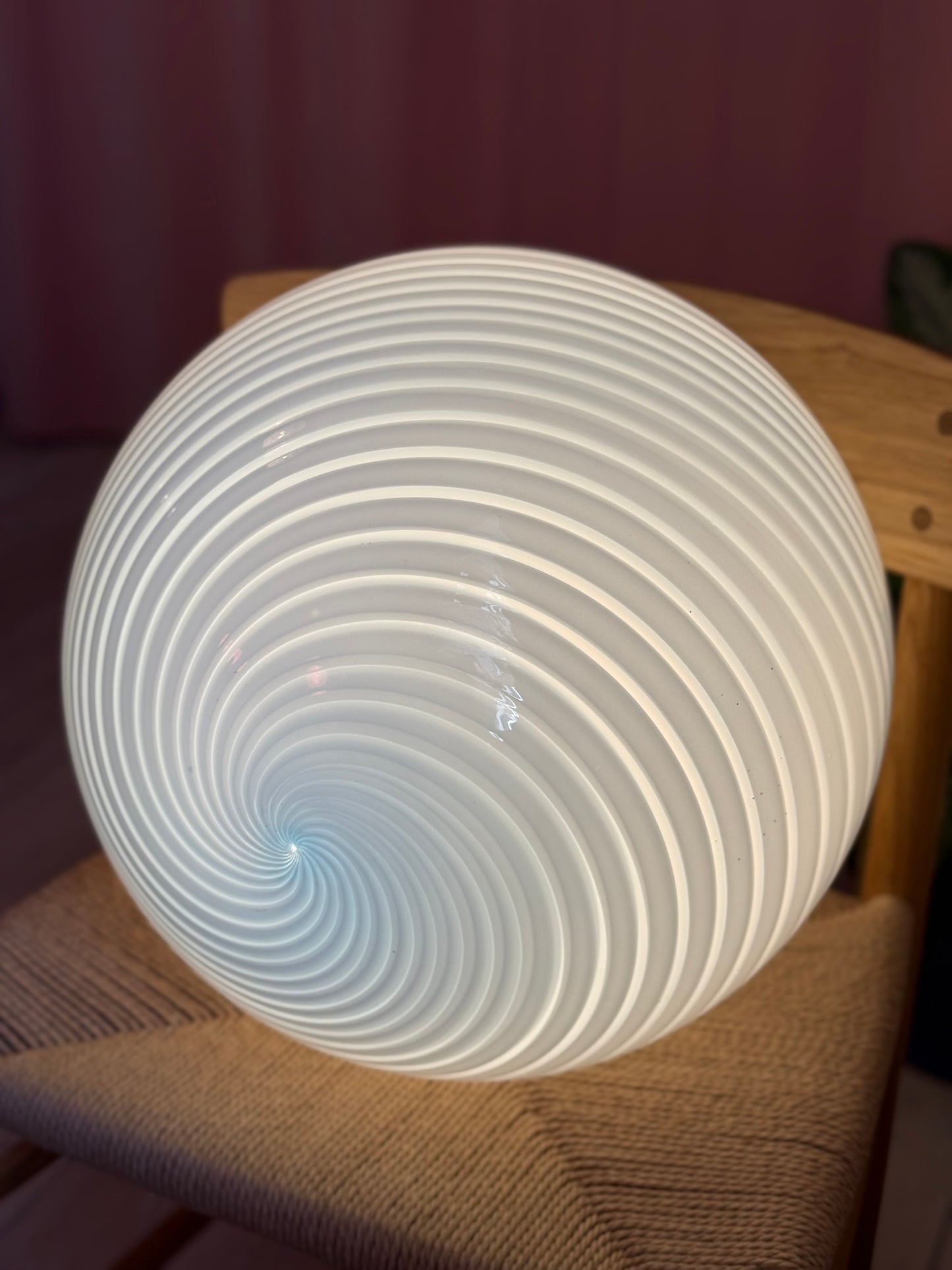 Lyseblå vintage Murano loftlampe
