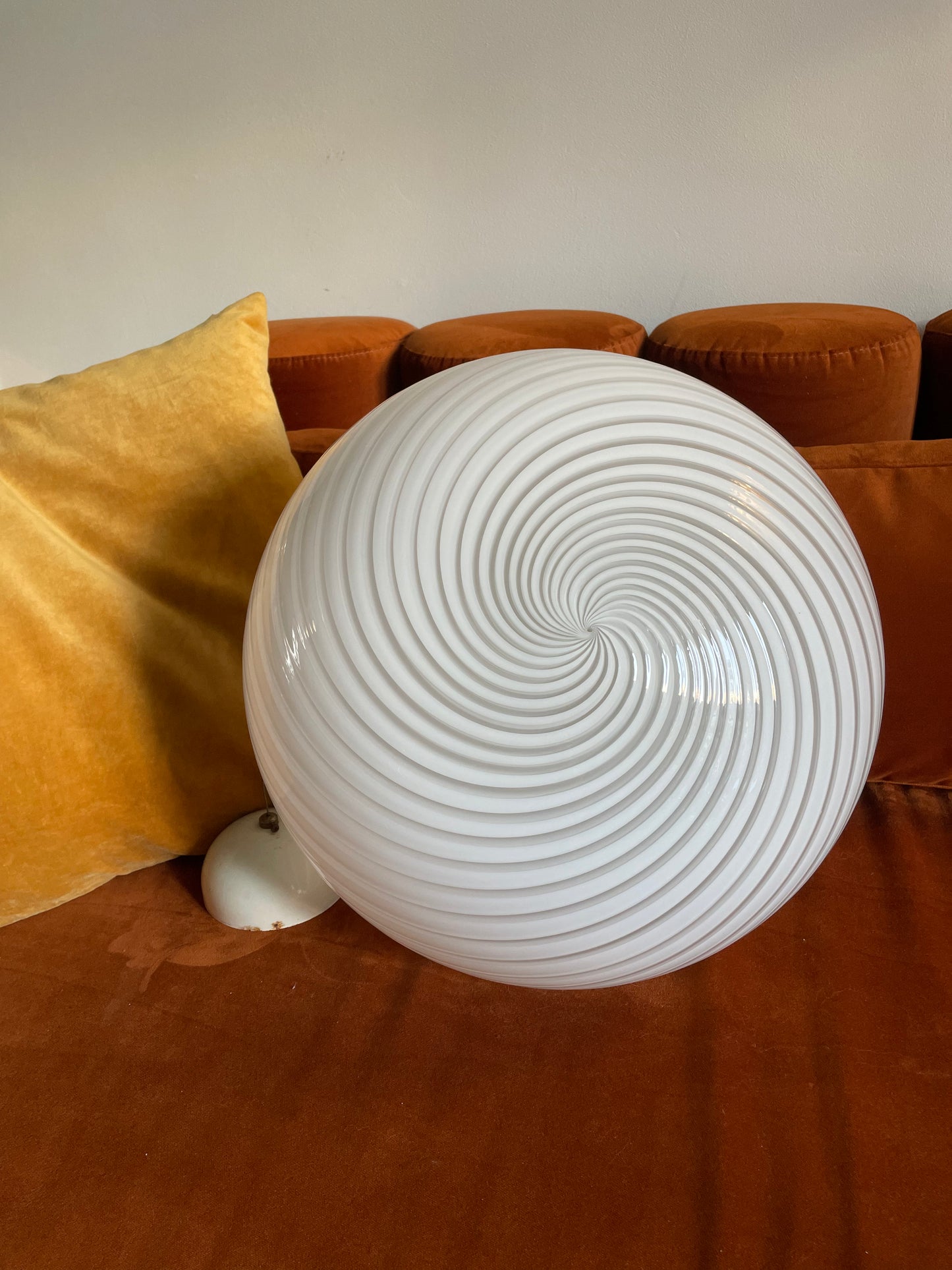 Hvid swirl vintage Murano Pendel 40cm