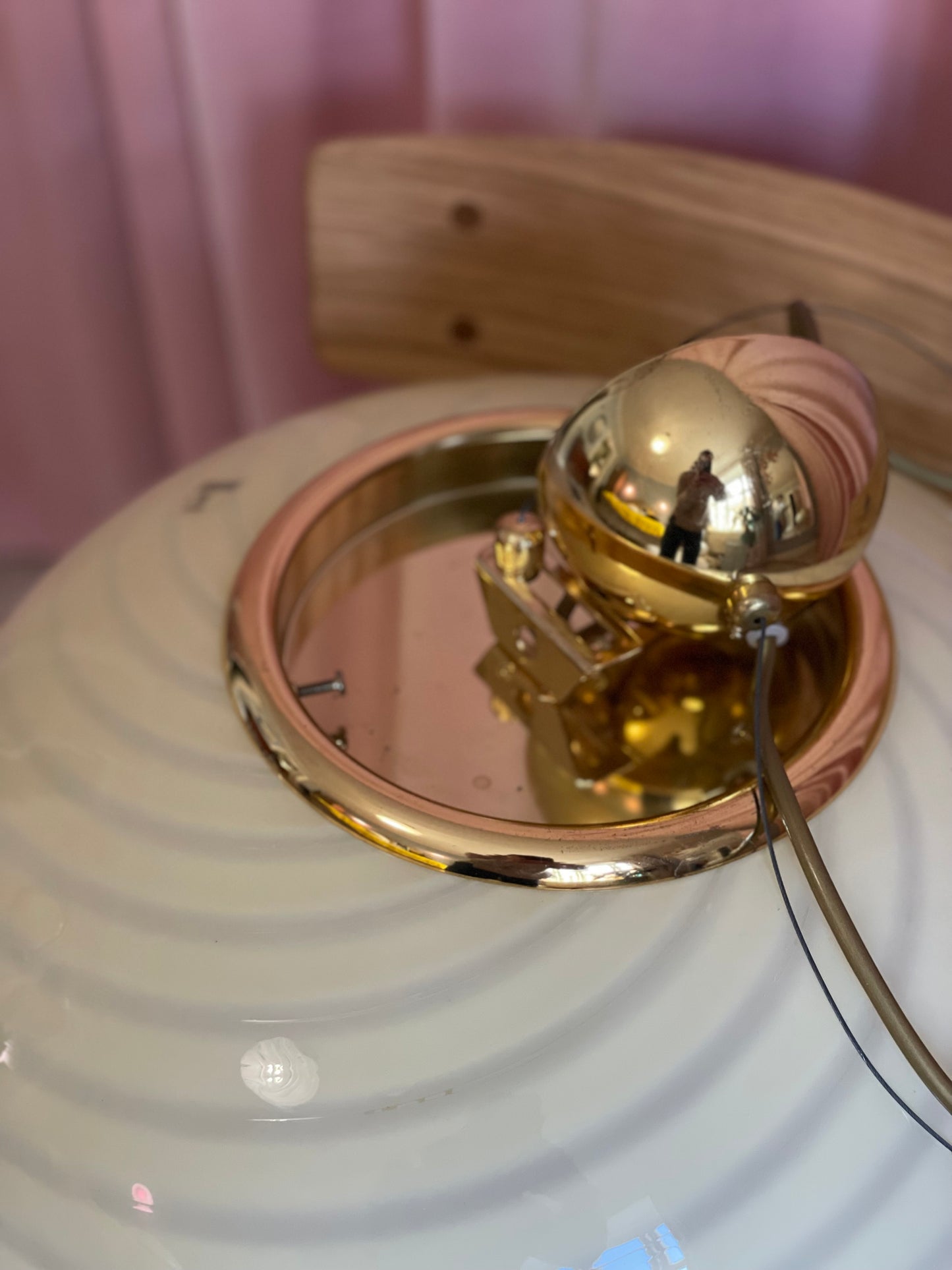 Gul vintage Vetri Murano loftlampe 45cm