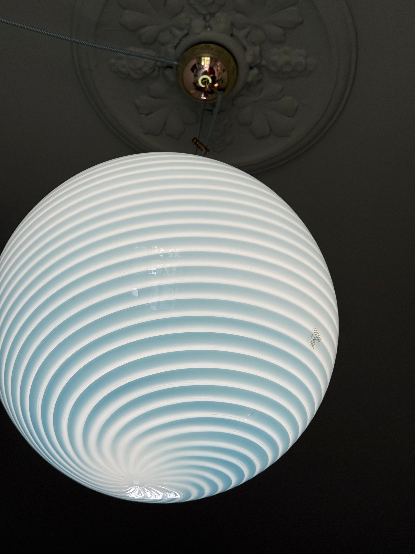 Vintage Vetri Murano blå pendel loftlampe 40cm