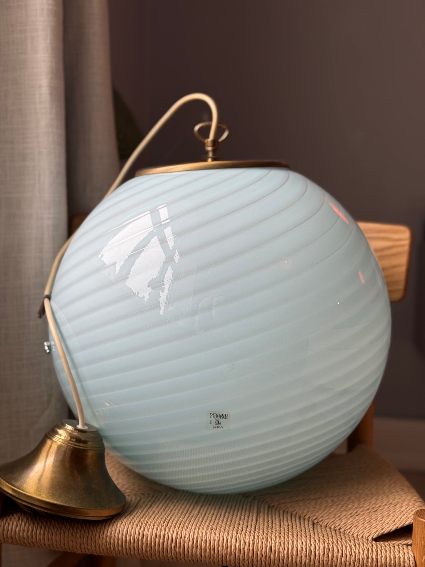 Vintage Vetri Murano blå pendel loftlampe 40cm