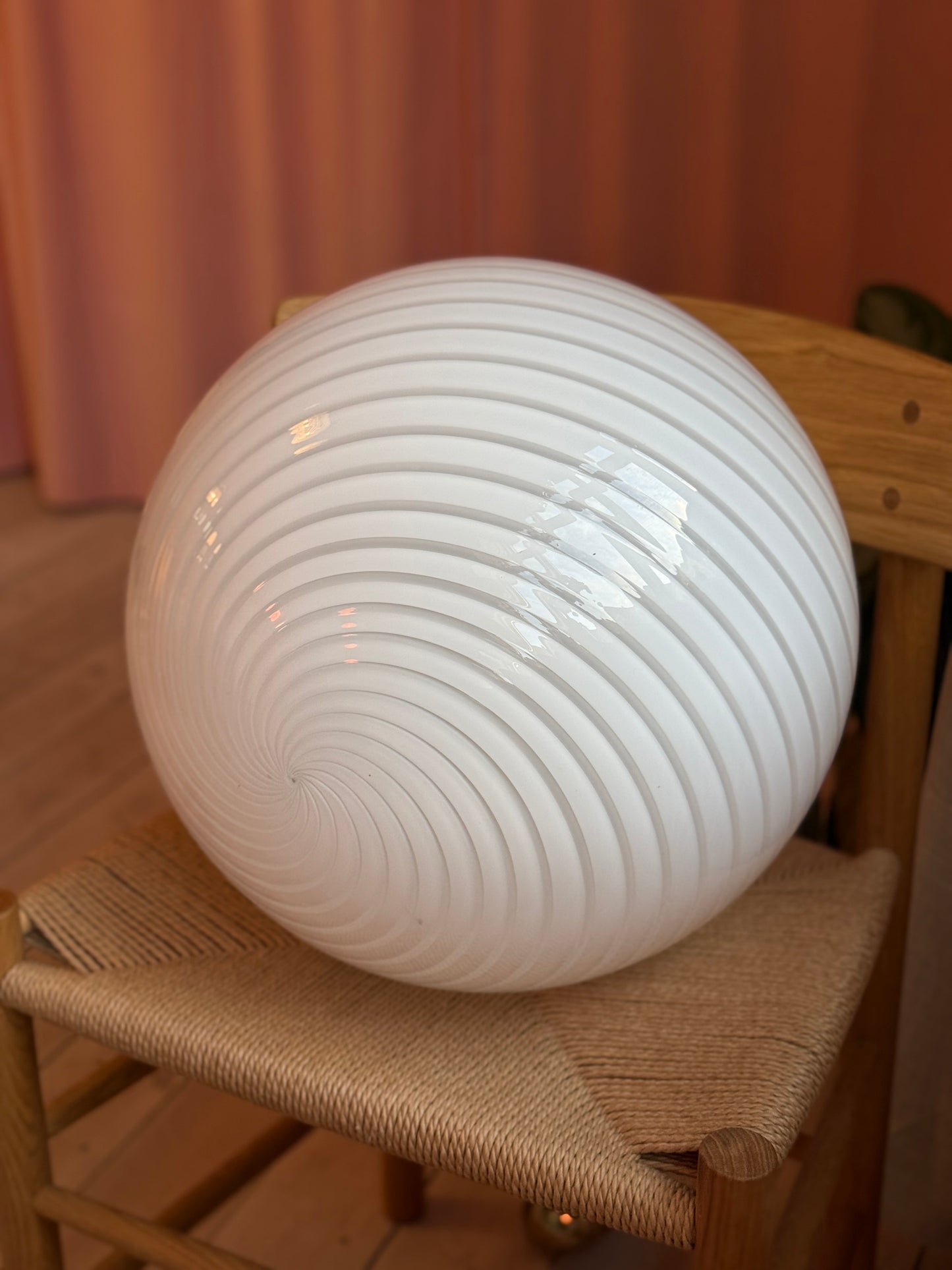 Vintage murano hvid swirl pendel loftlampe 40cm