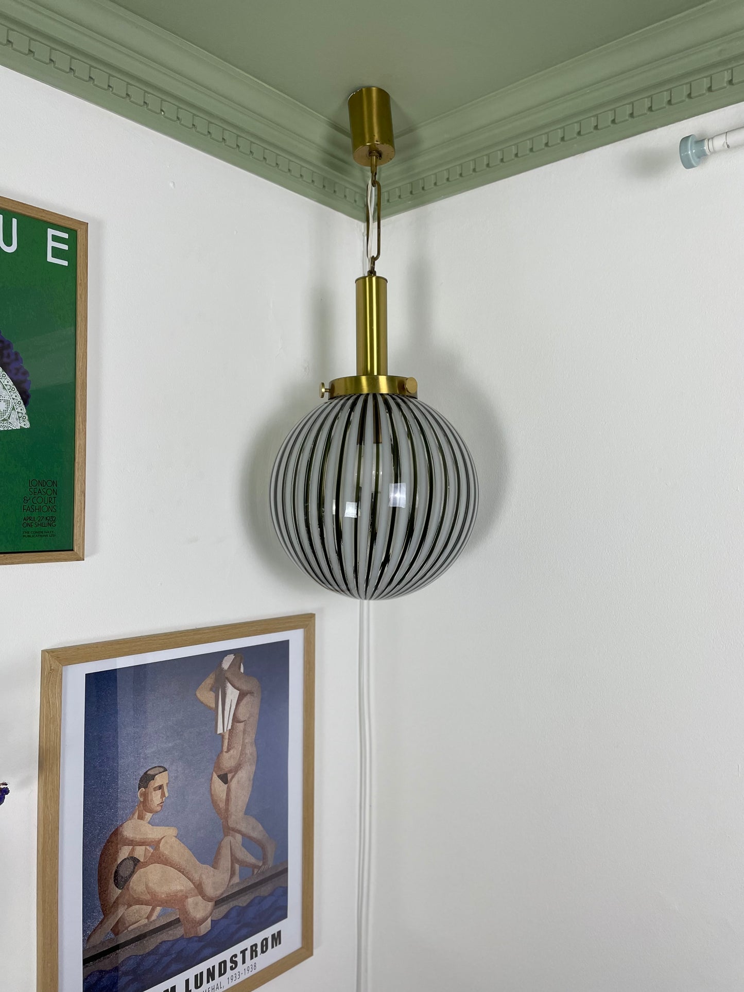 Vintage Murano stribet pendel