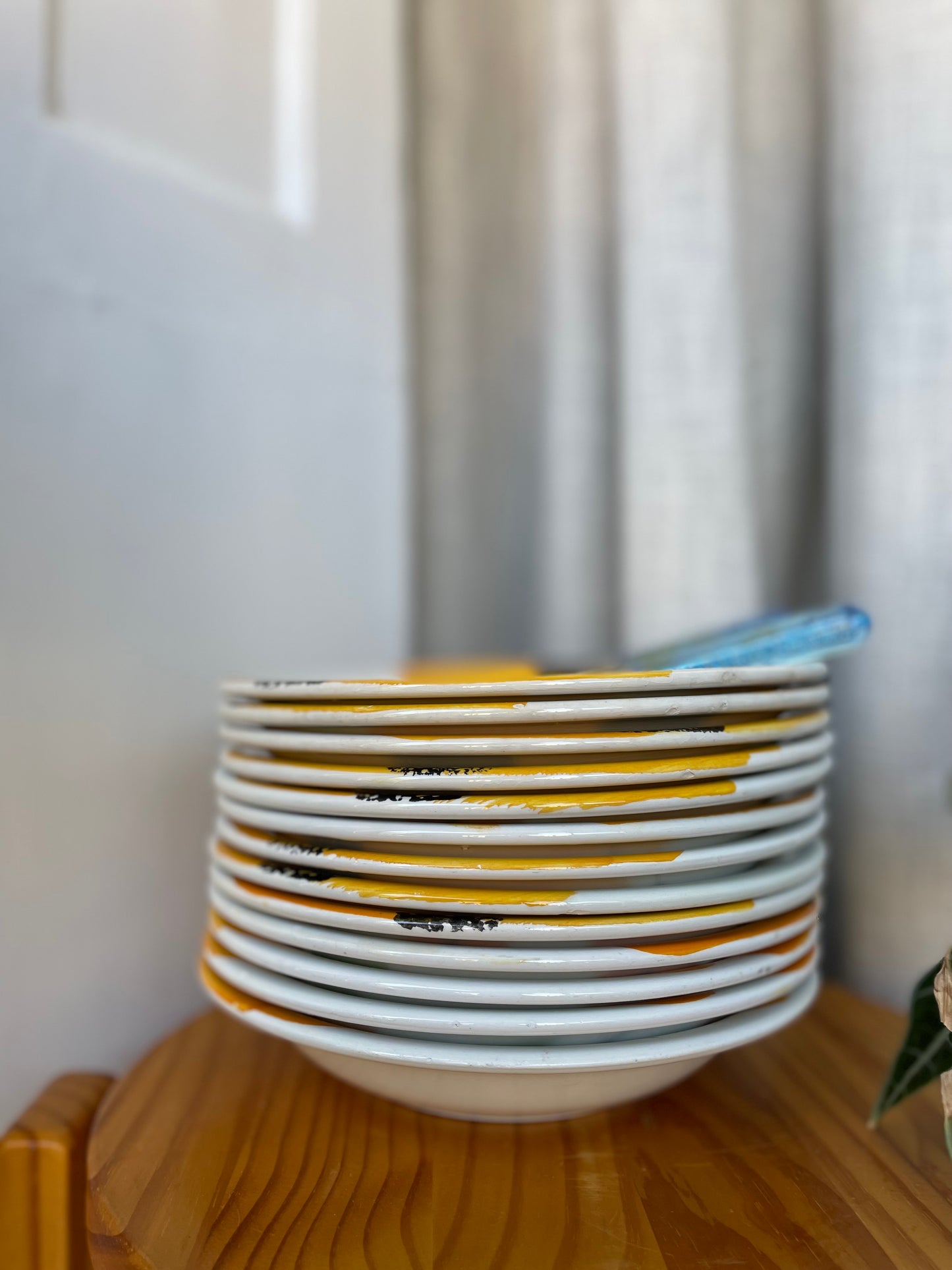 Italian deep plates with yellow flowers