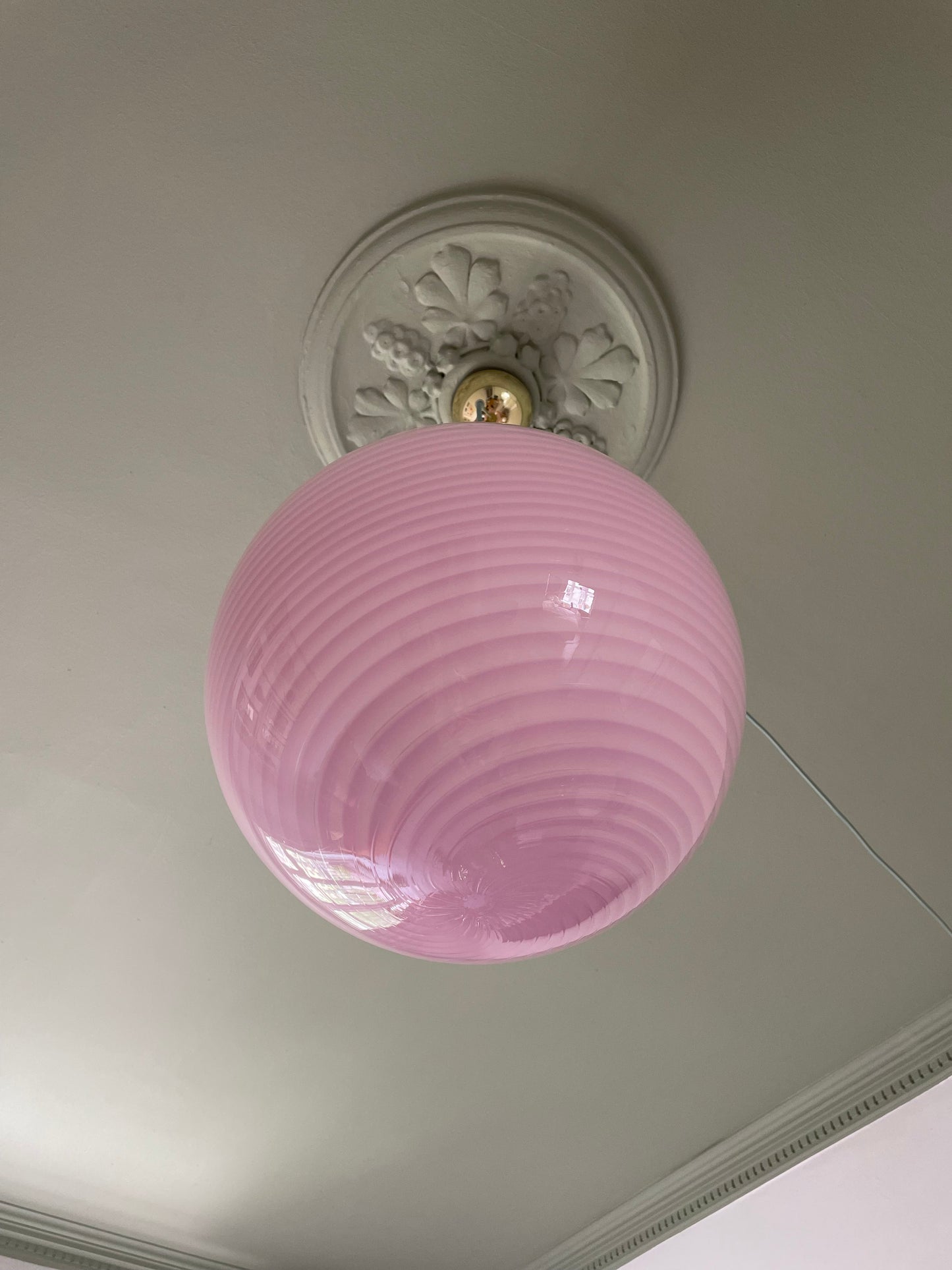 Vintage Murano bubblegum pendel 40cm