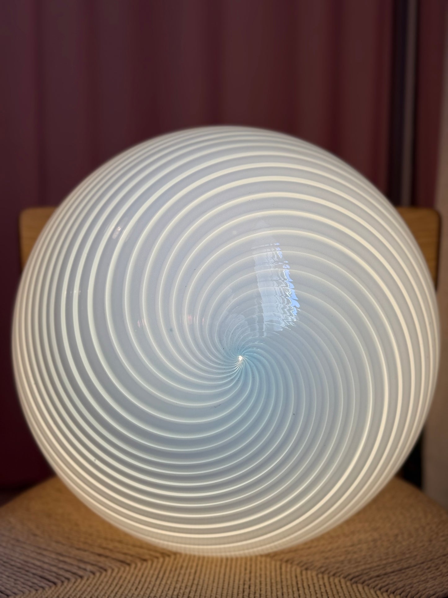Lyseblå vintage Murano loftlampe