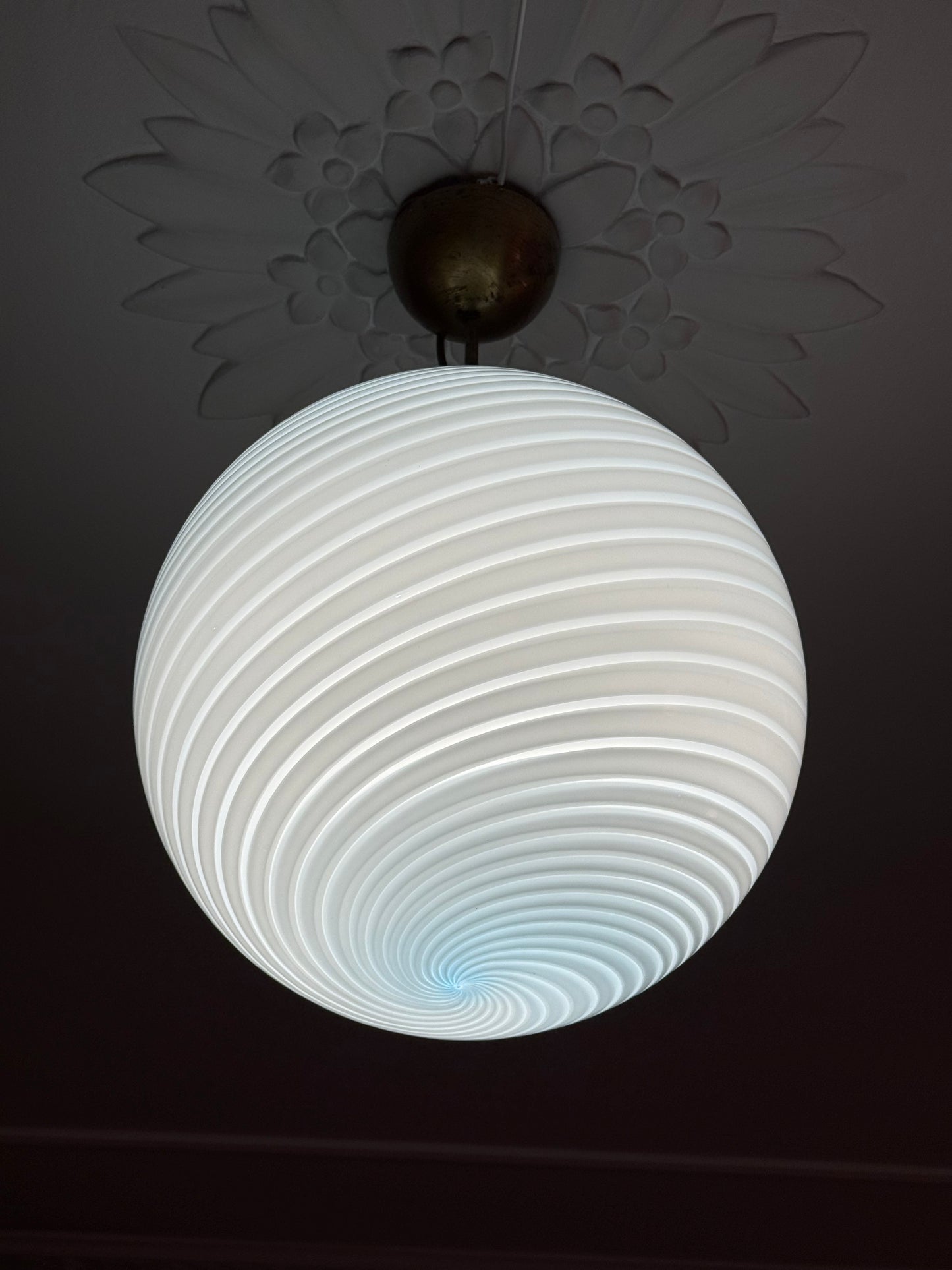 Lyseblå vintage Murano loftlampe