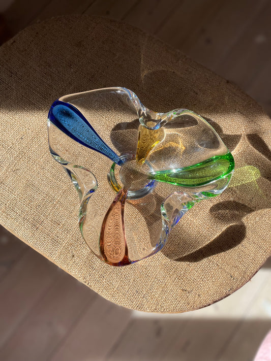 Multicolored solid glass bowl