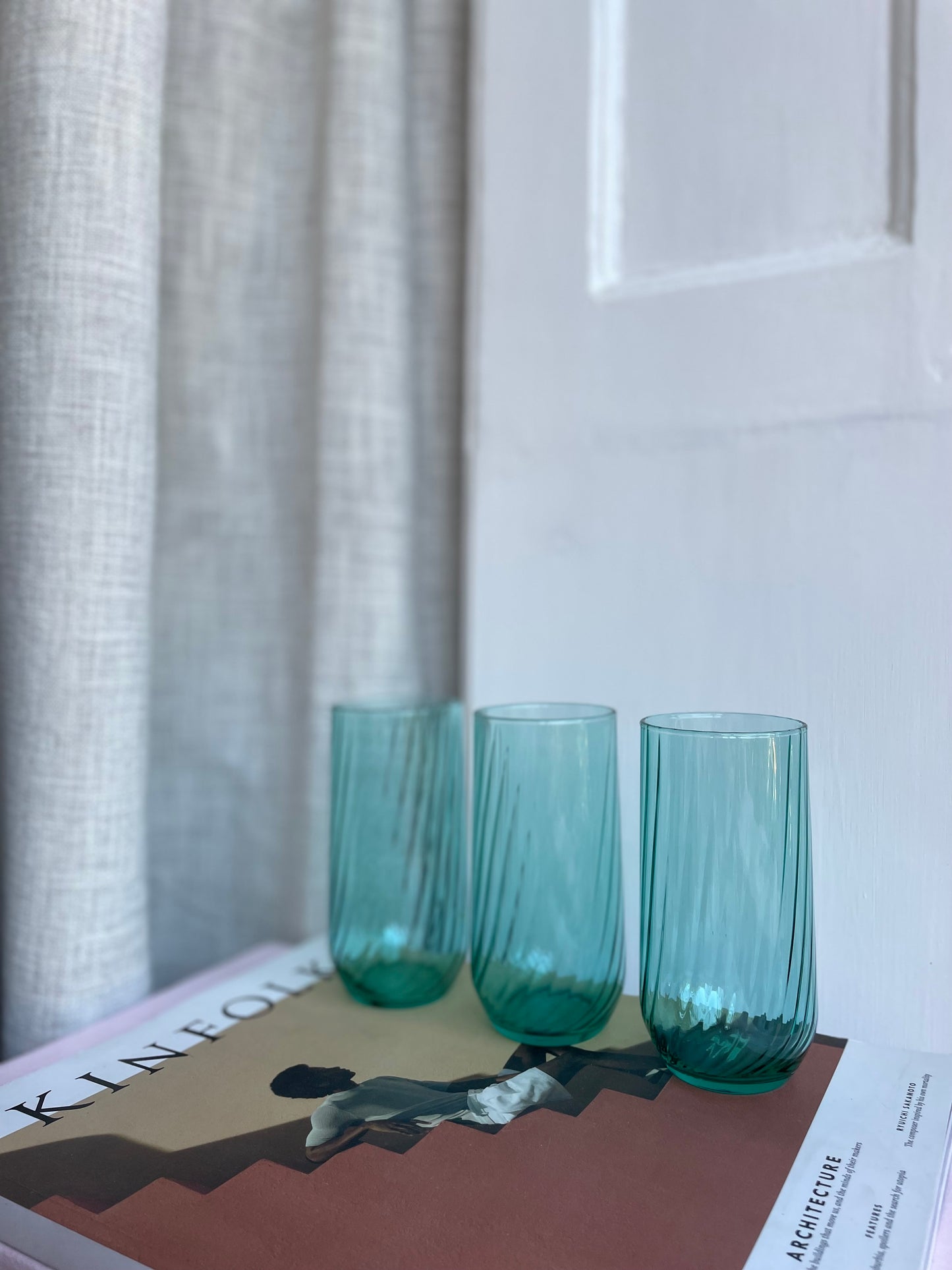Green swirl glasses