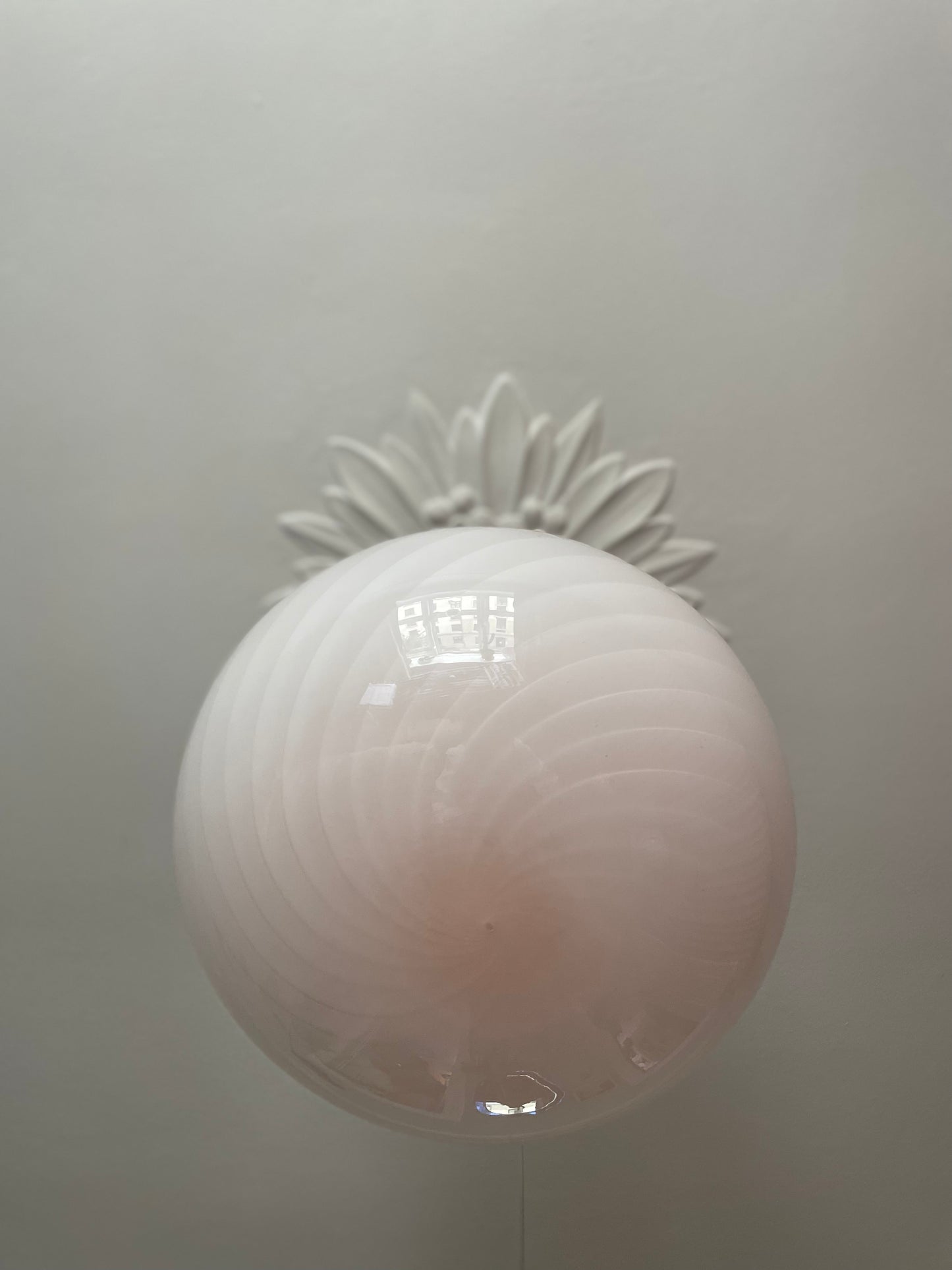 Vintage Murano lyserøde swirl pendel