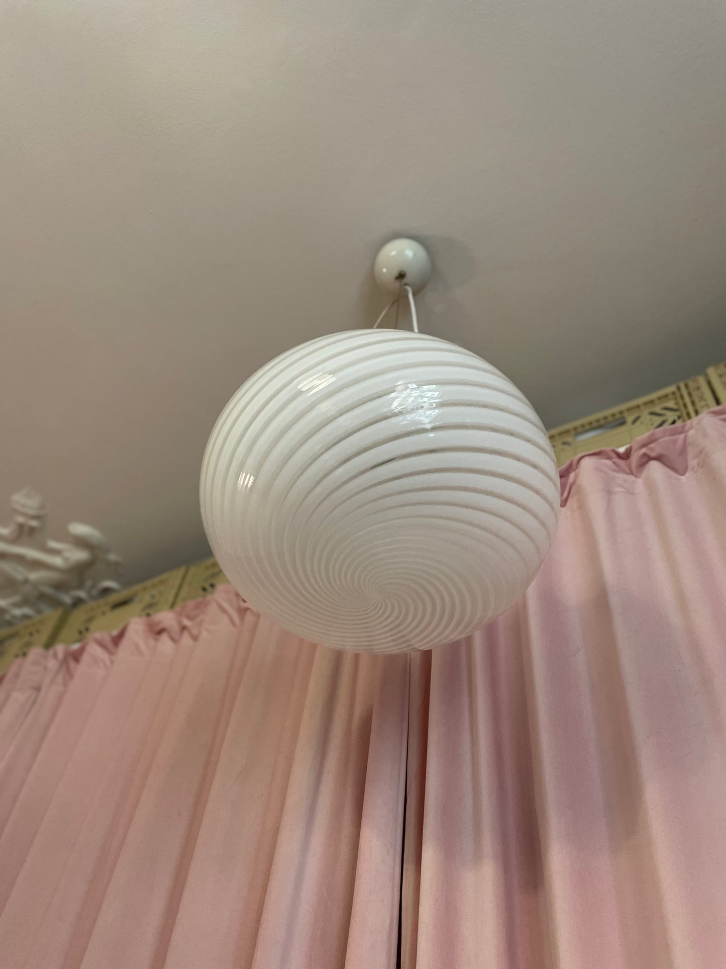 Hvid swirl vintage Murano Pendel 40cm