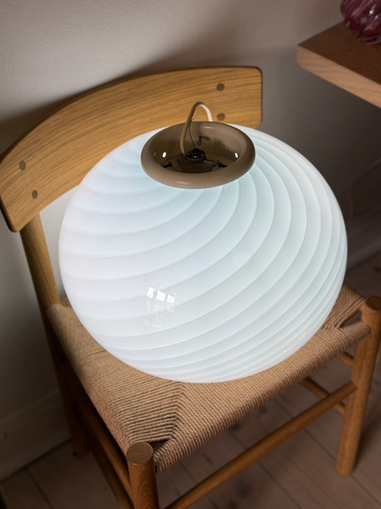 Vintage Murano lys blå pendel 44cm