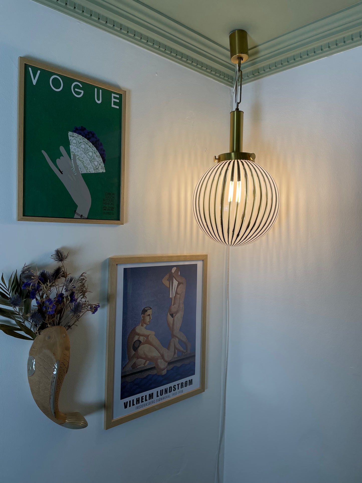 Vintage Murano stribet pendel