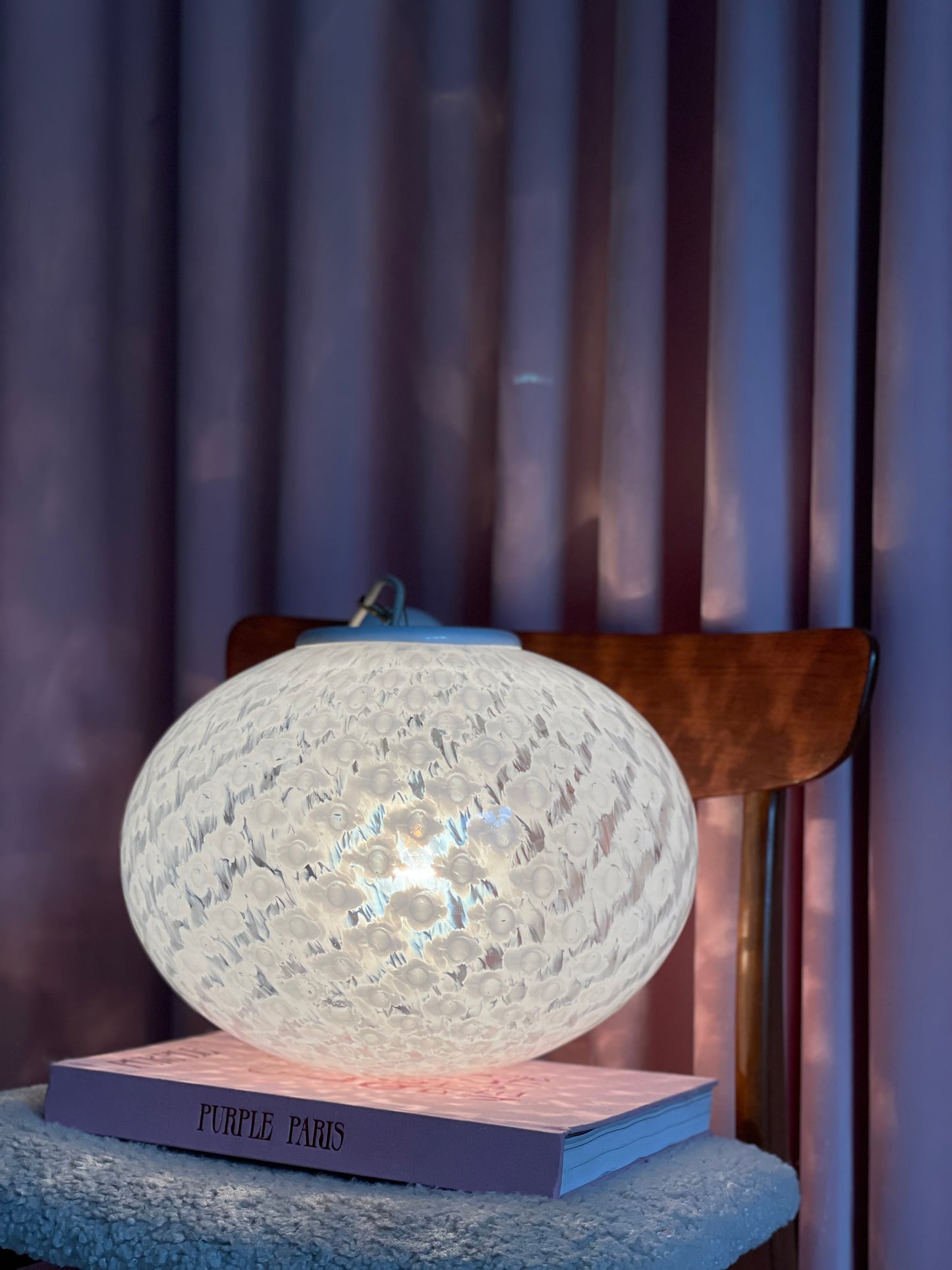 Vintage Murano spættet hvid pendel 35cm