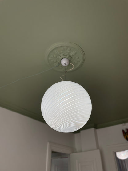 Vintage Murano hvid swirl pendel loftlampe 45cm