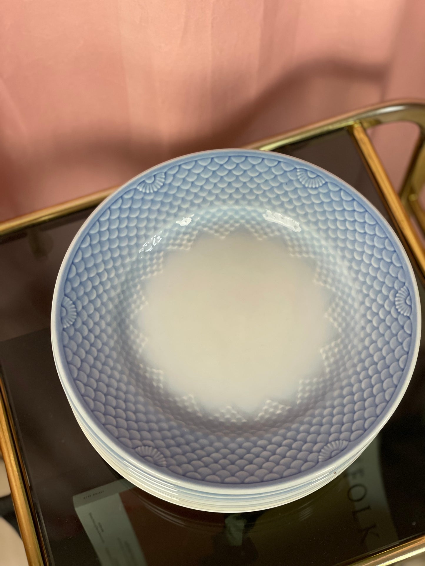 Blå tone store frokosttallerkener