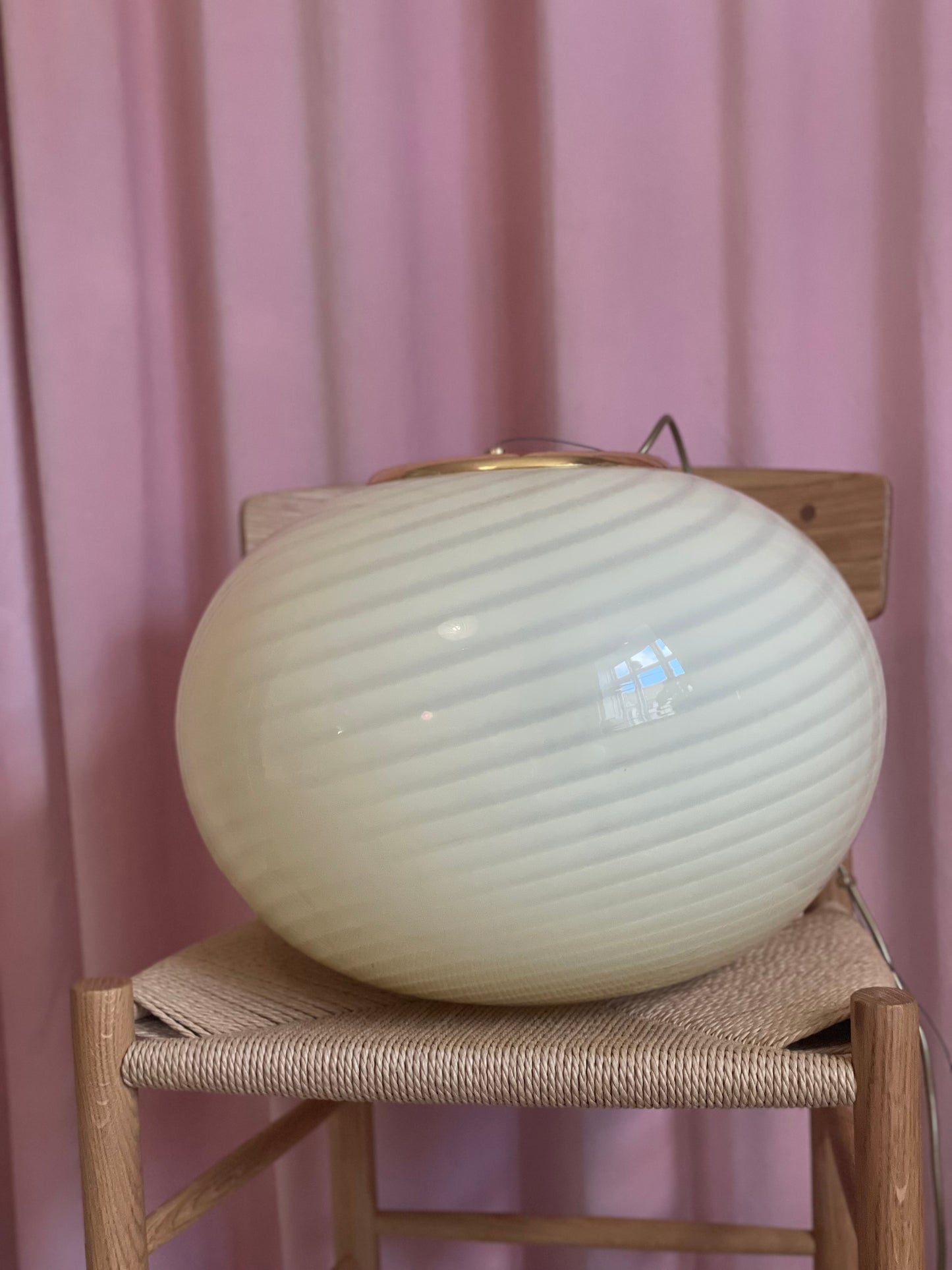 Gul vintage Vetri Murano loftlampe 45cm