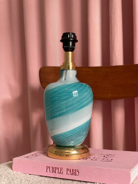 Murano table lamp with blue swirl