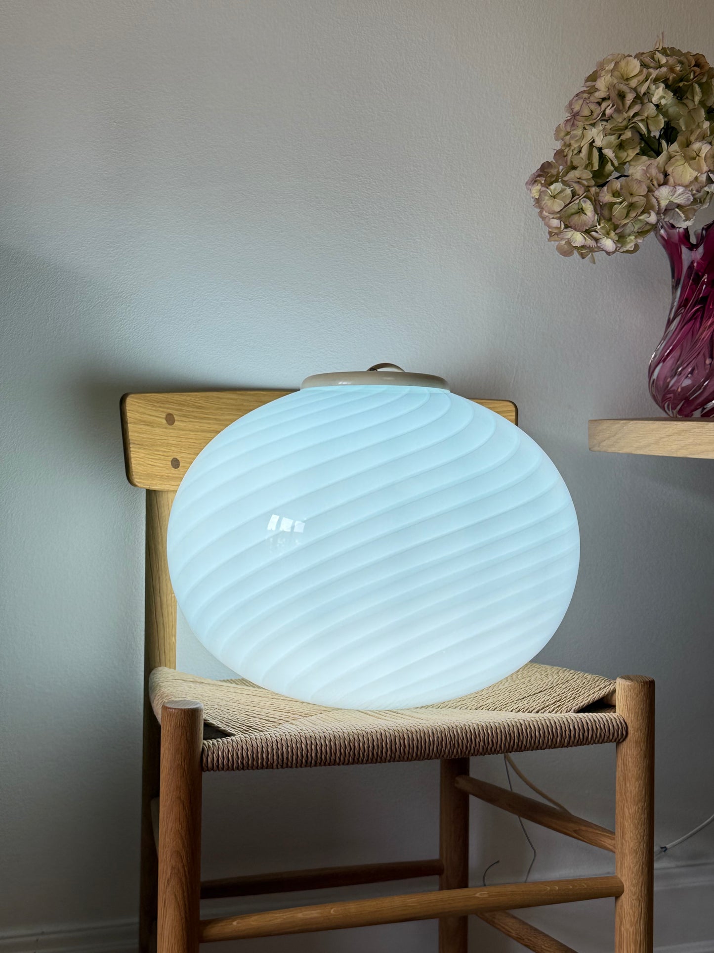 Vintage Murano lys blå pendel 44cm