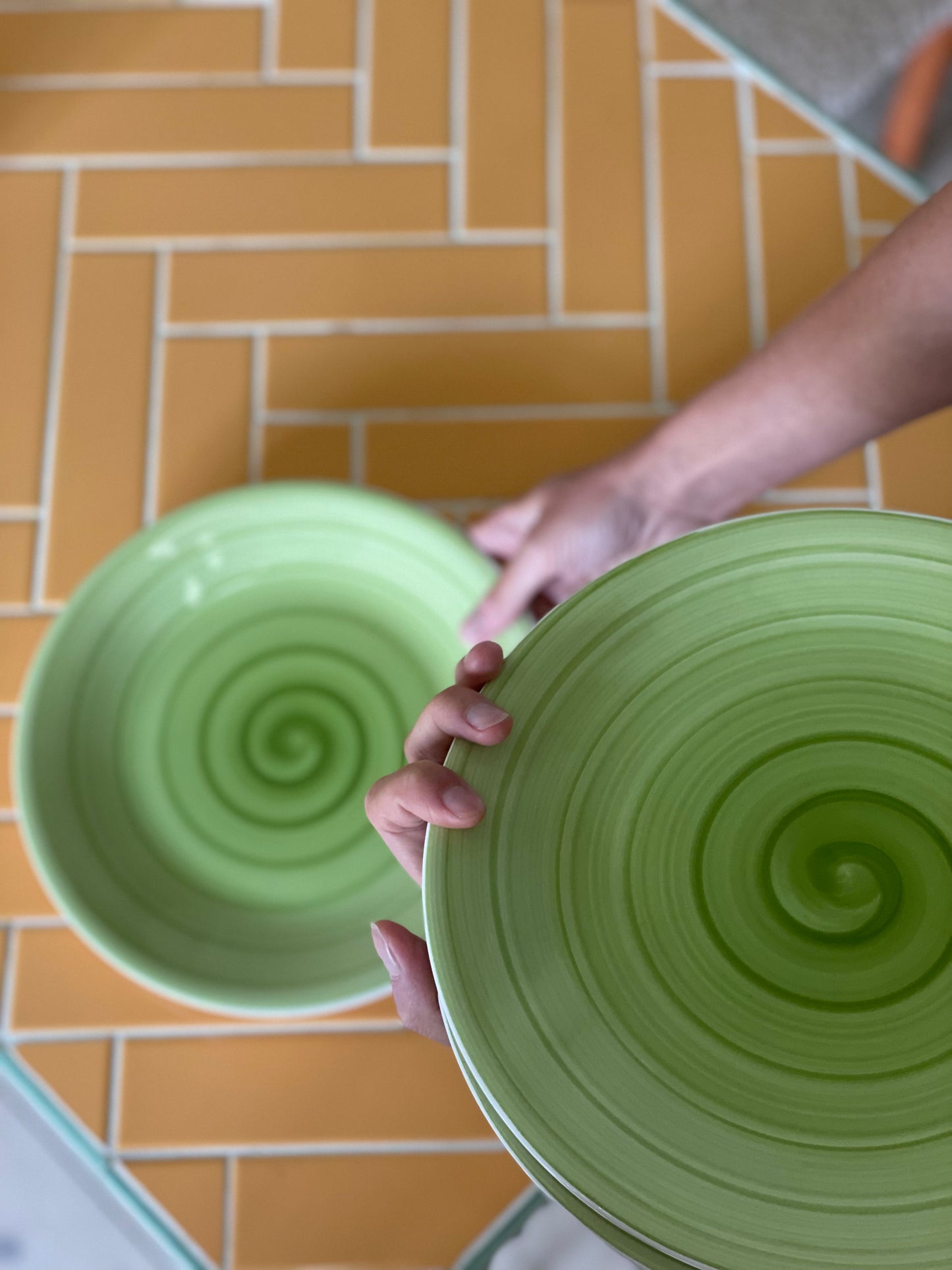 Italienske grønne swirl tallerkener