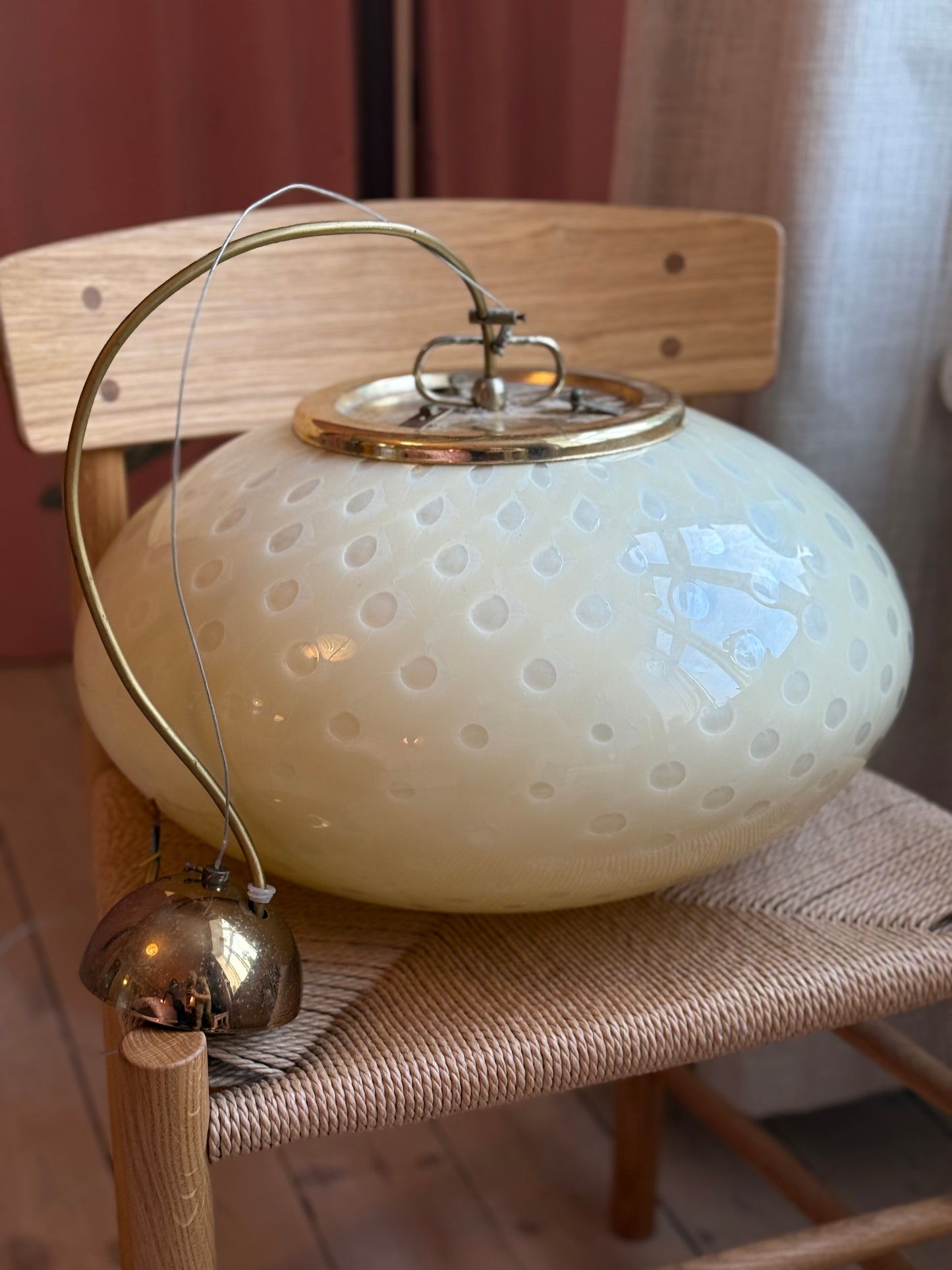 Vintage Murano oval gul måne pendel Loftlampe 45cm