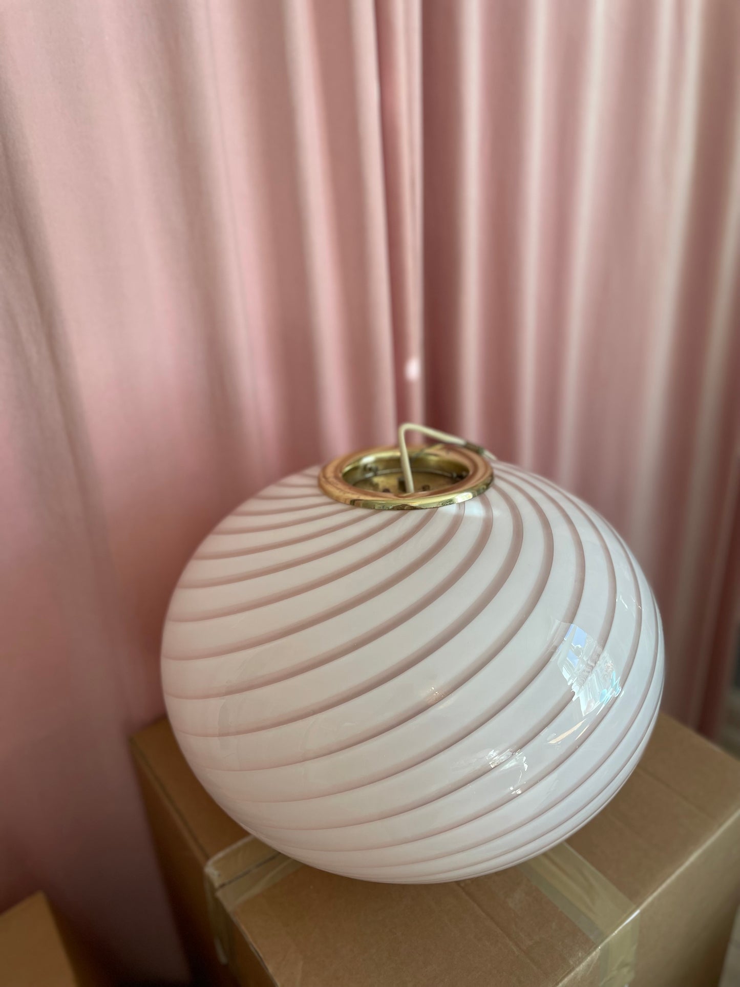 Vintage Murano lyserød pendel 45cm