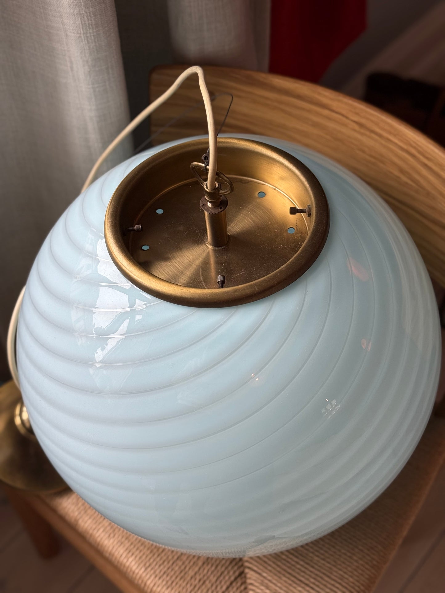 Vintage Vetri Murano blå pendel loftlampe 40cm