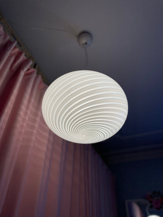 White swirl vintage Murano Pendant 40cm