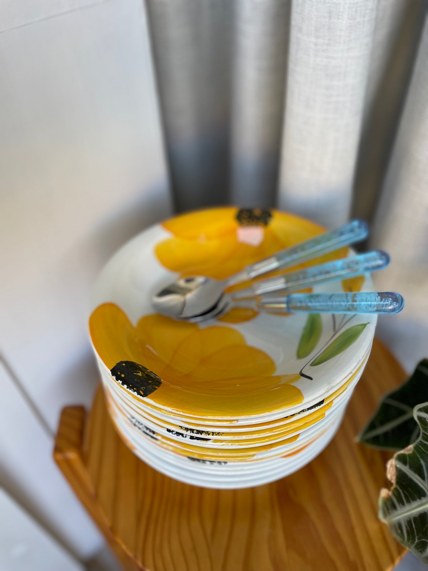 Italian deep plates with yellow flowers
