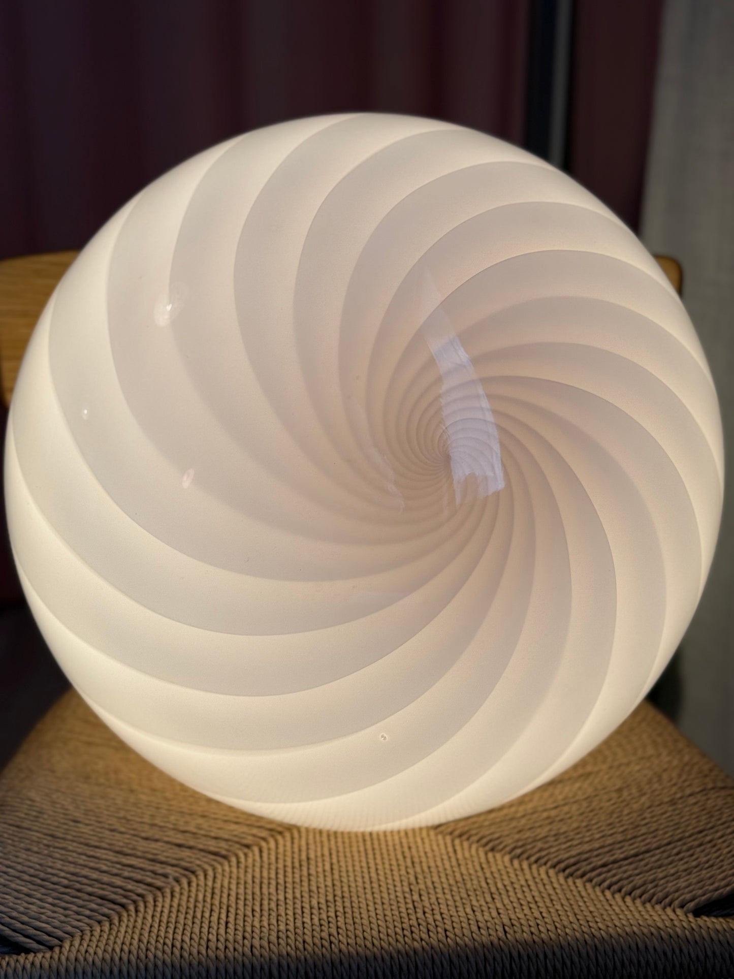 Vintage Murano lyserød swirl pendel 43cm